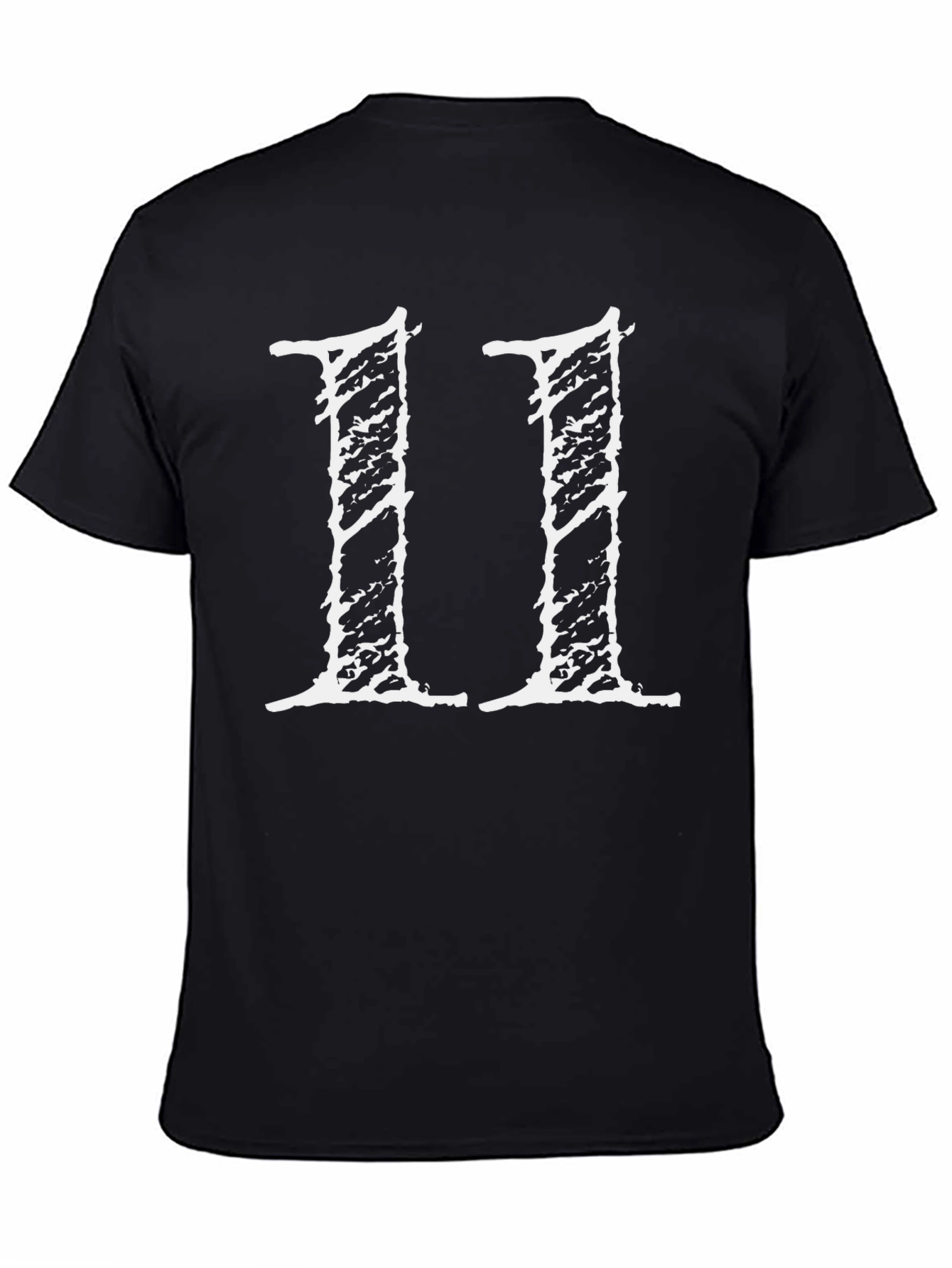 Black T-Shirt with White Distressed 11 Design