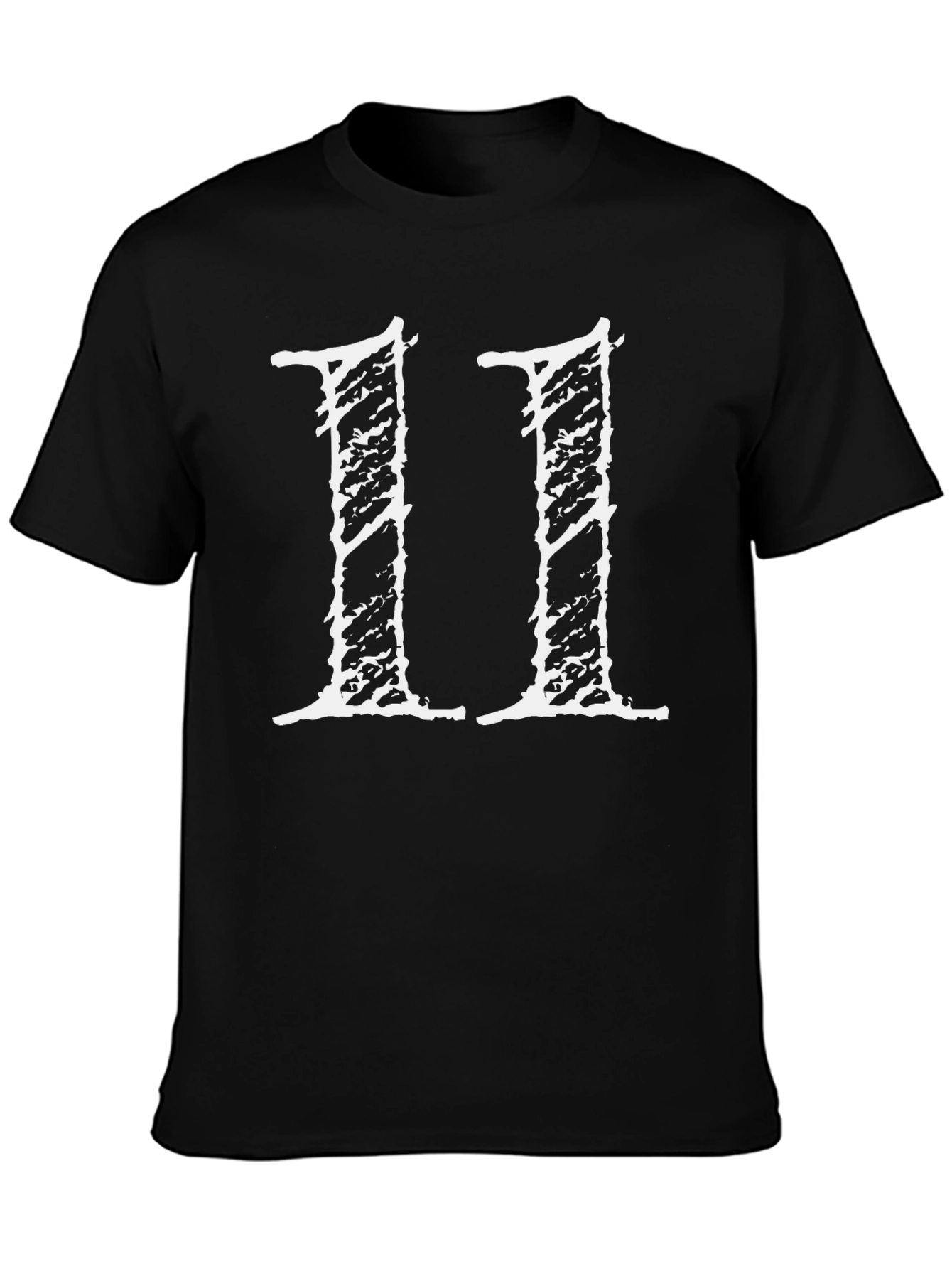 Black T-Shirt with White Distressed 11 Design