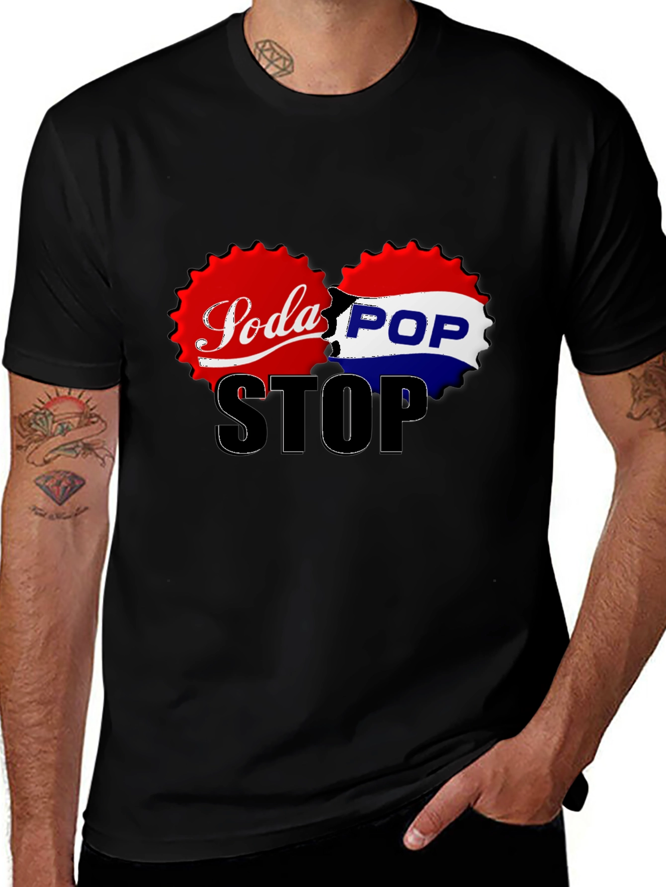 Soda Pop Stop Graphic Tee - Black