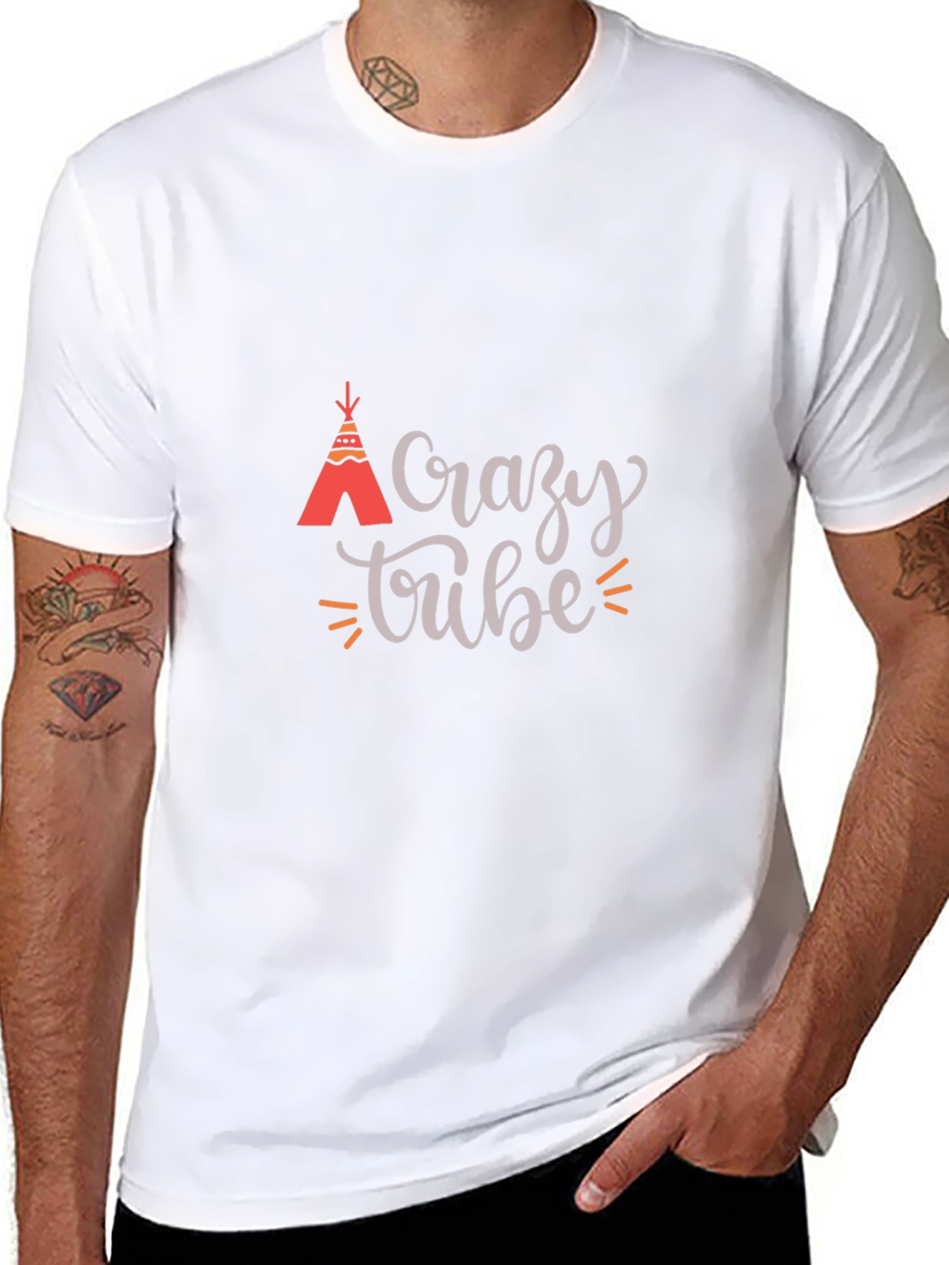 Crazy Tribe Graphic Tee - Black Cotton T-Shirt