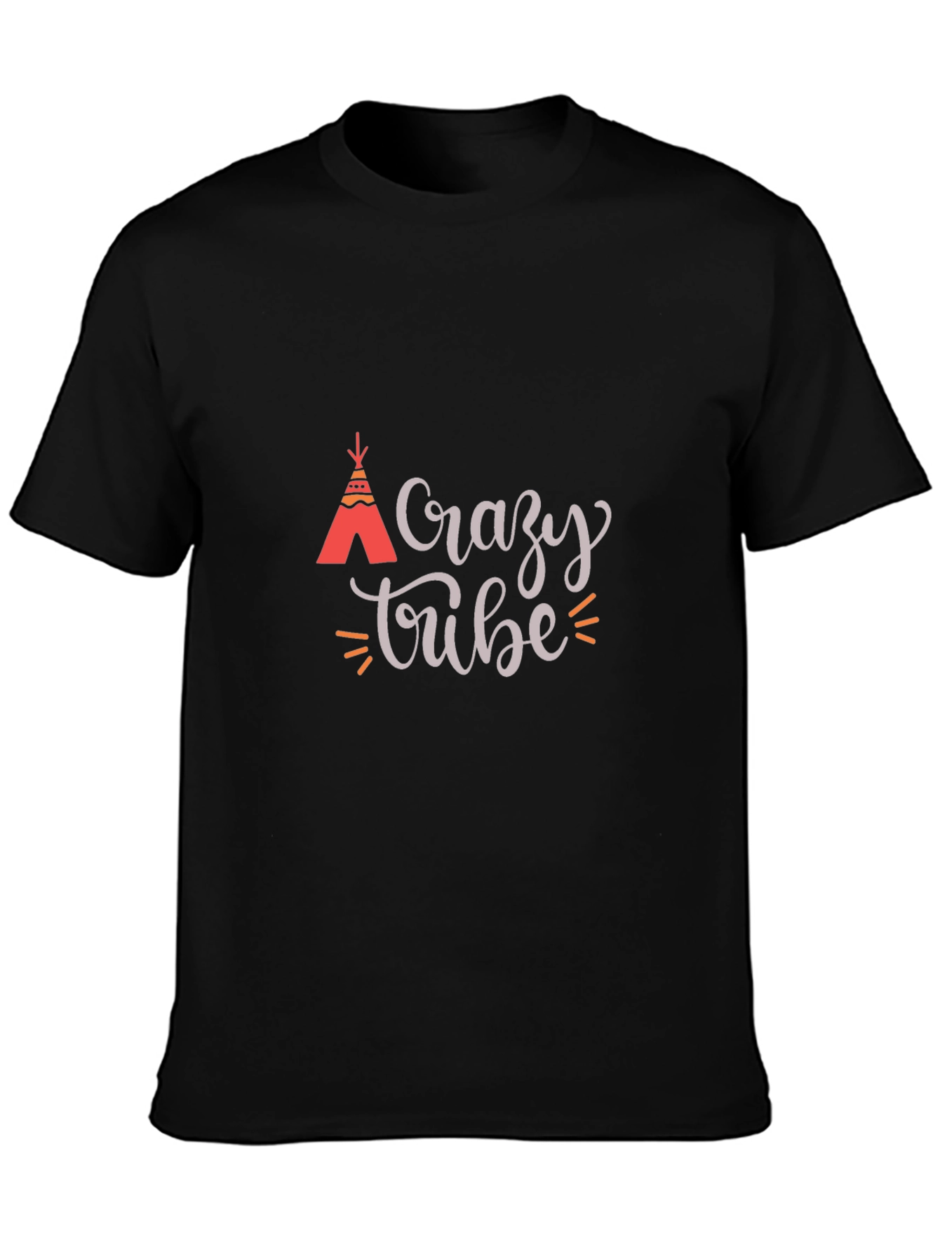 Crazy Tribe Graphic Tee - Black Cotton T-Shirt
