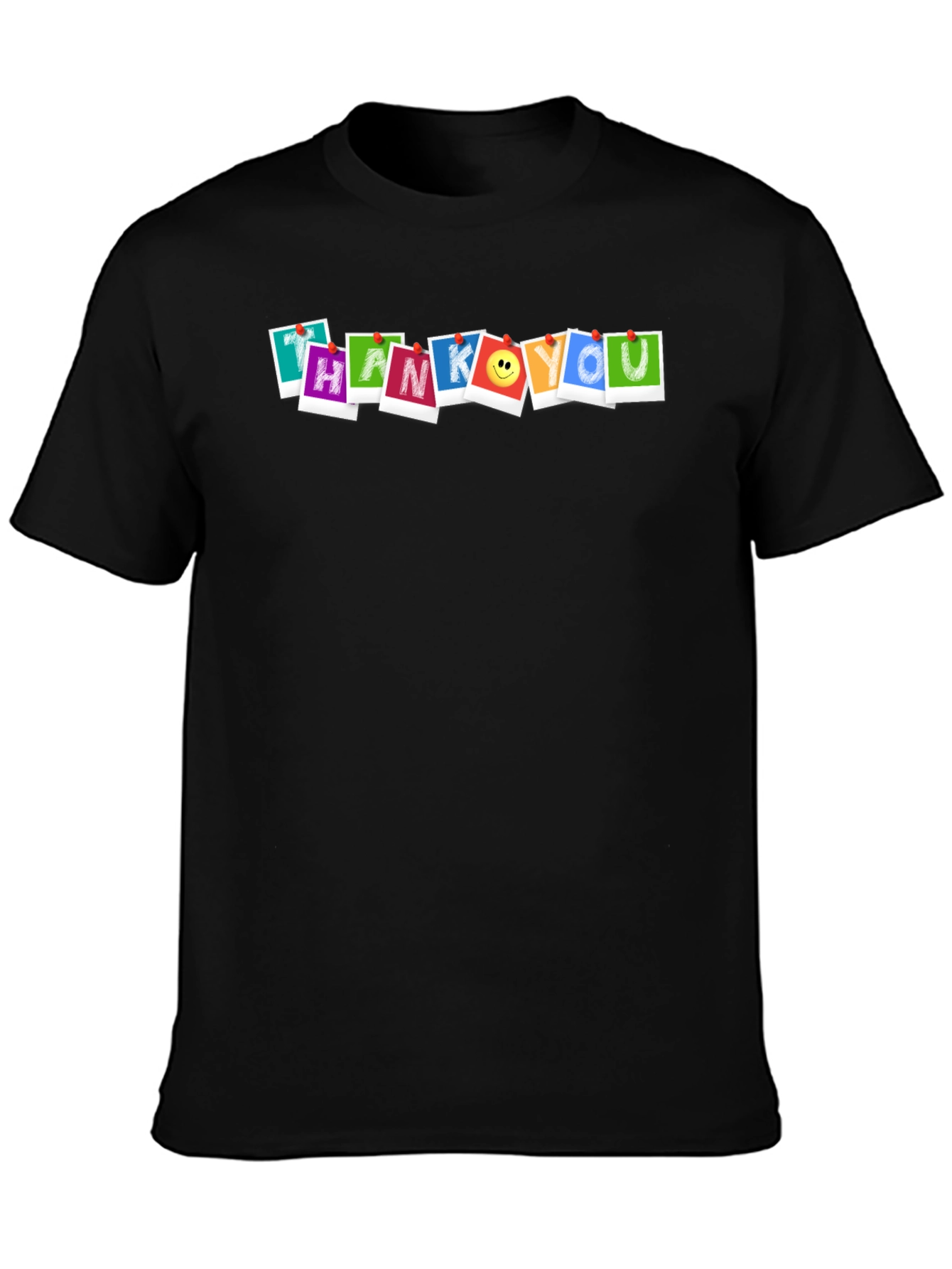 Thank You Graphic Print Black T-Shirt