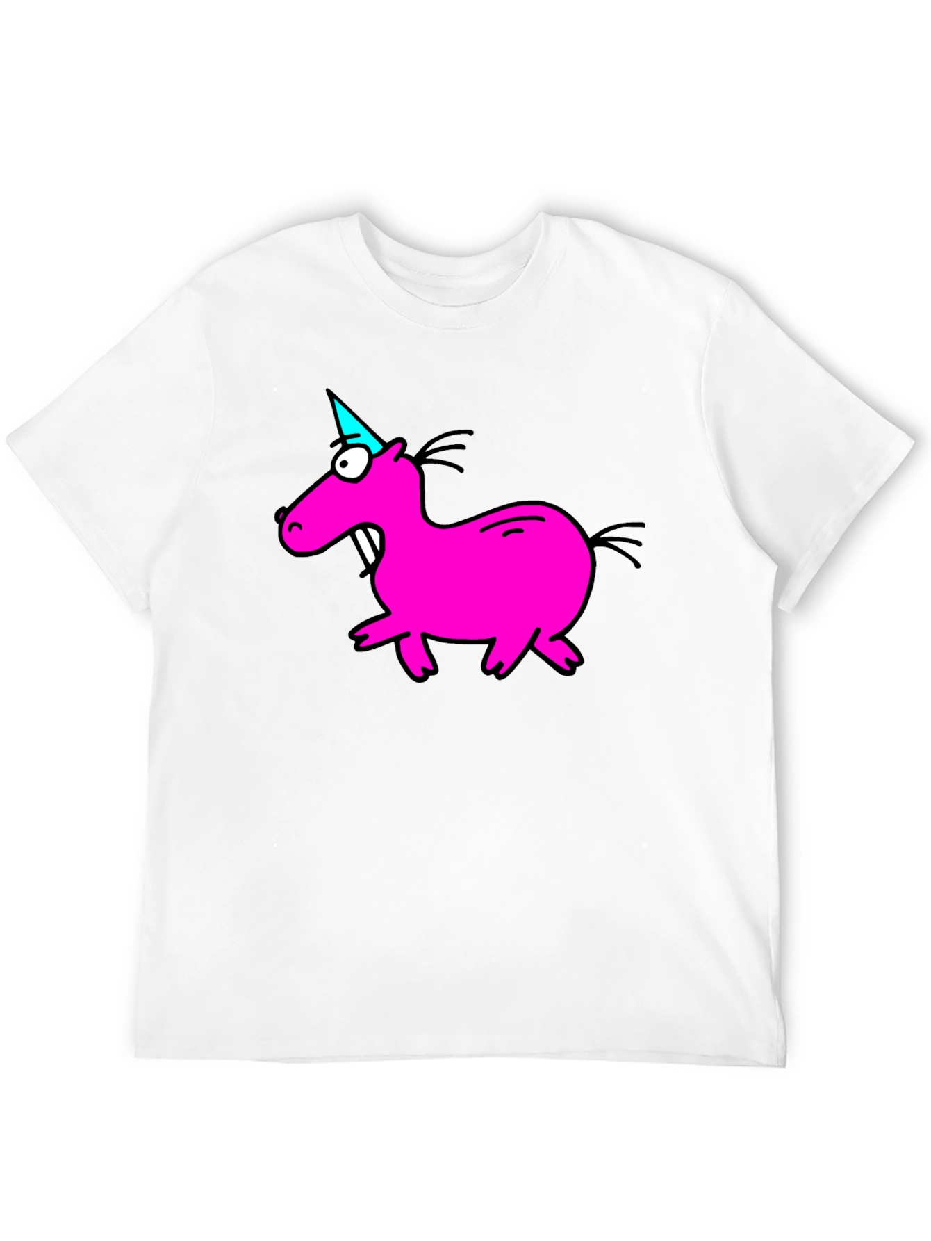 Cartoon Pink Unicorn Graphic T-Shirt
