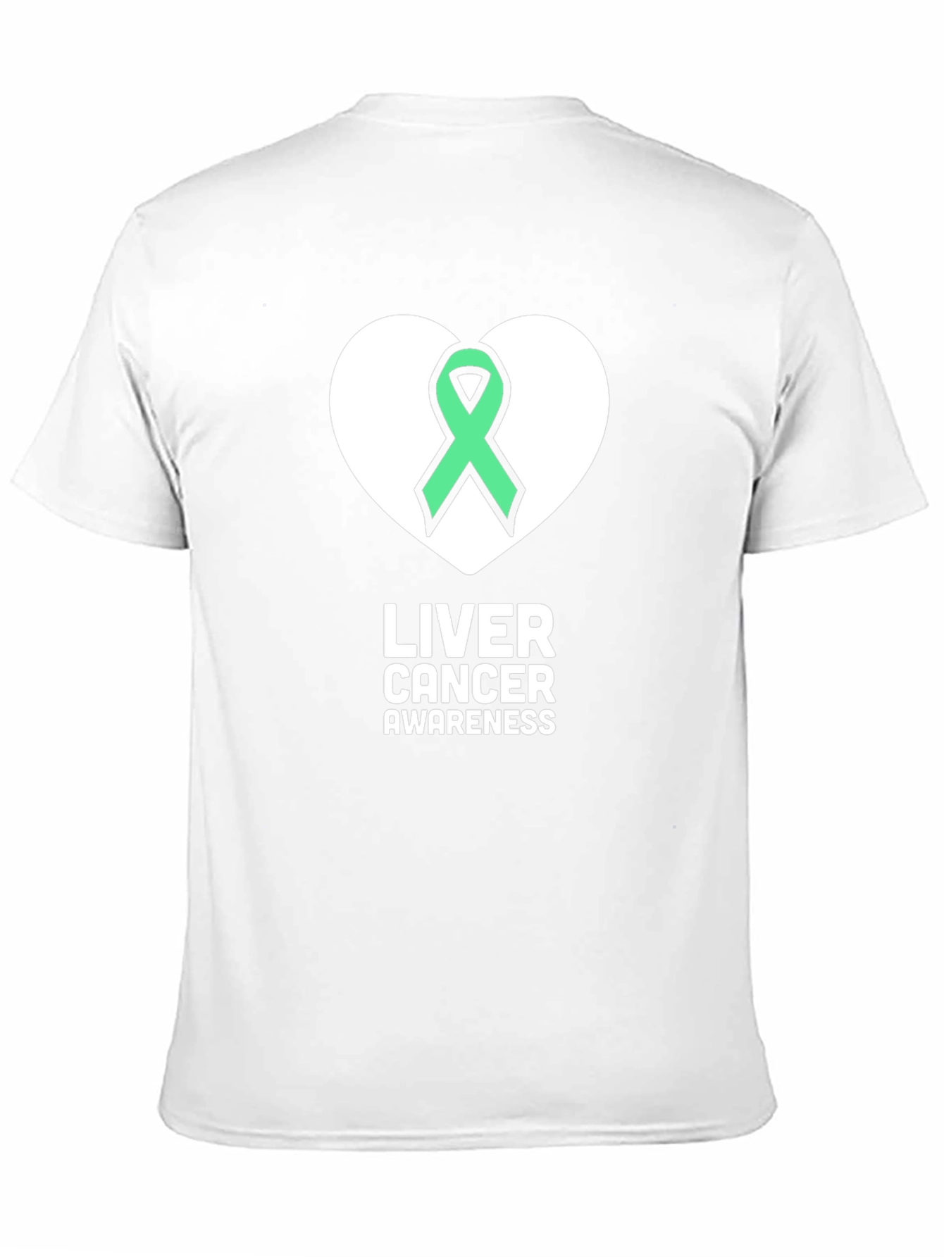 Liver Cancer Awareness T-Shirt - Green Ribbon Heart Design