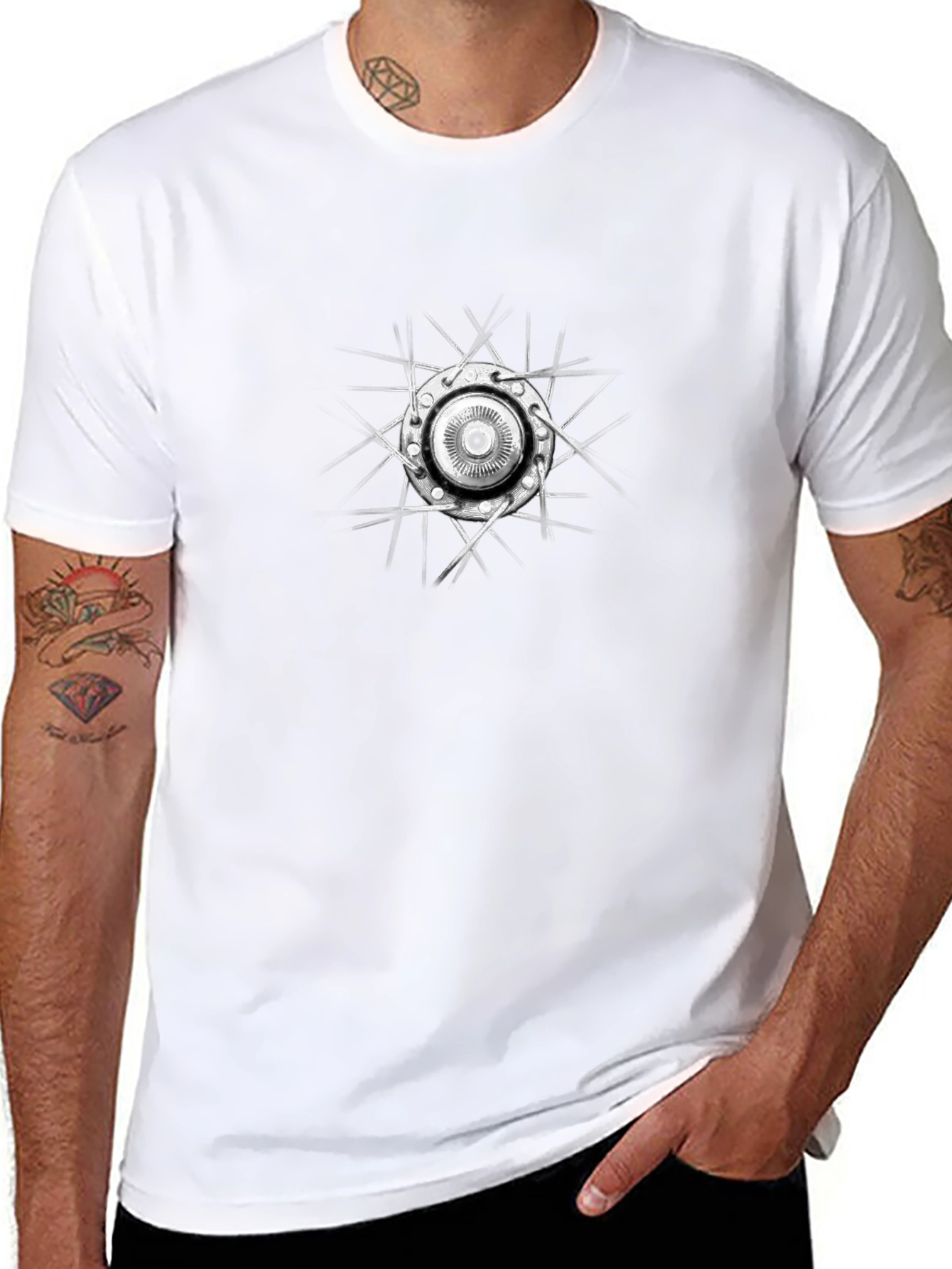 Edgy Abstract Graphic Tee - Black Cotton T-Shirt