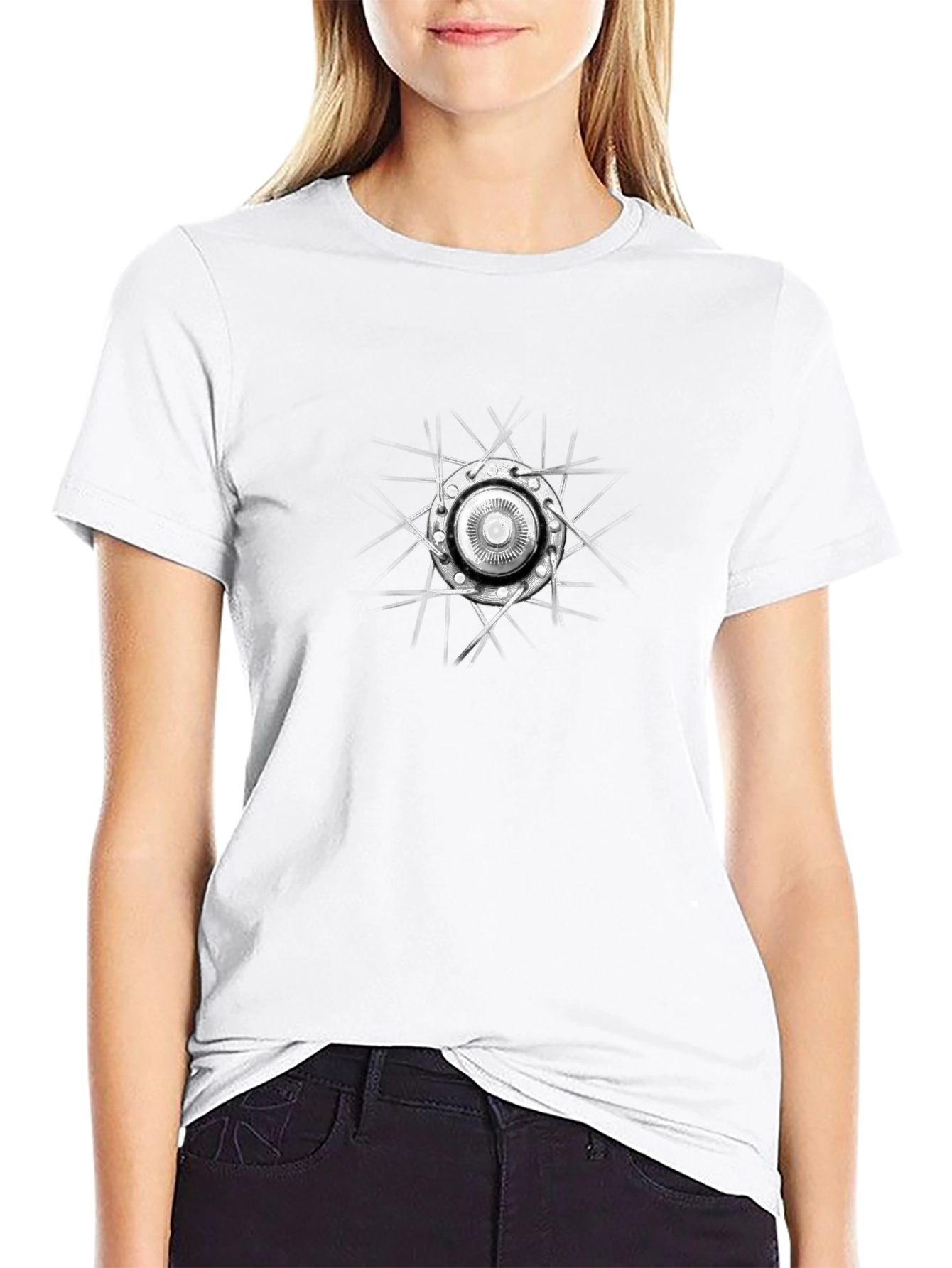 Edgy Abstract Graphic Tee - Black Cotton T-Shirt