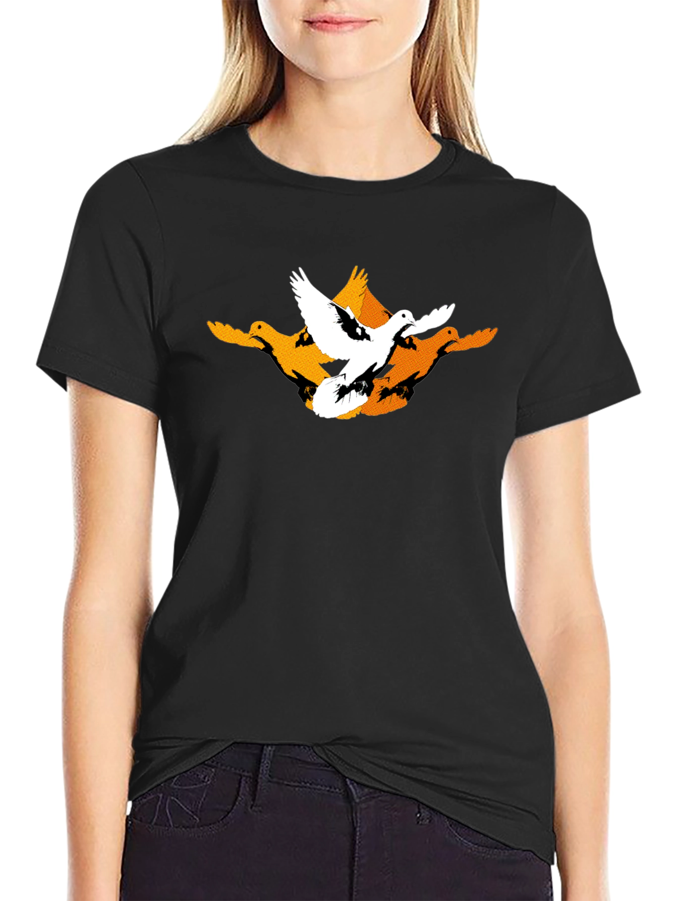 Mens Black Graphic Tee - Flying Ducks Design