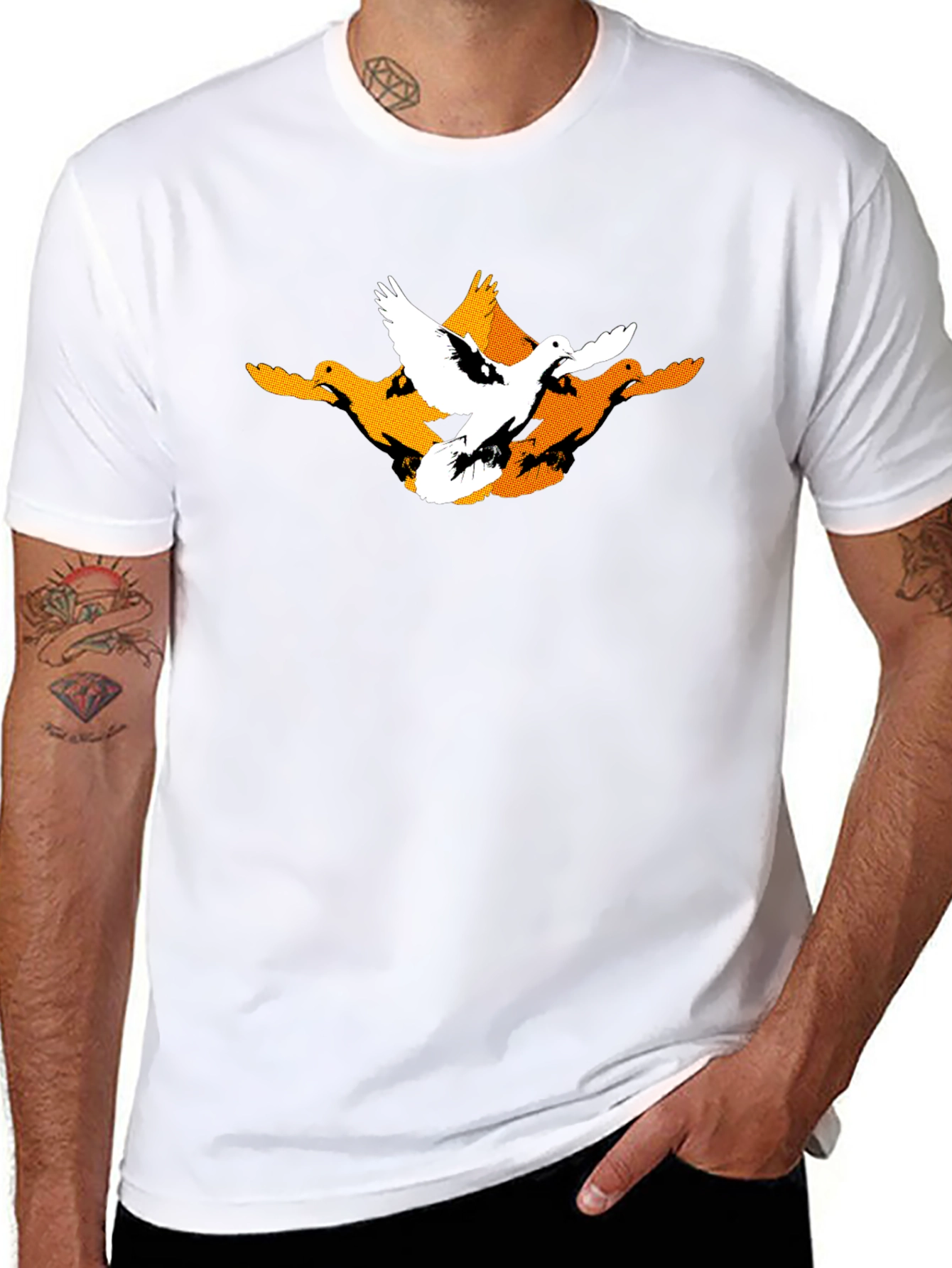 Mens Black Graphic Tee - Flying Ducks Design