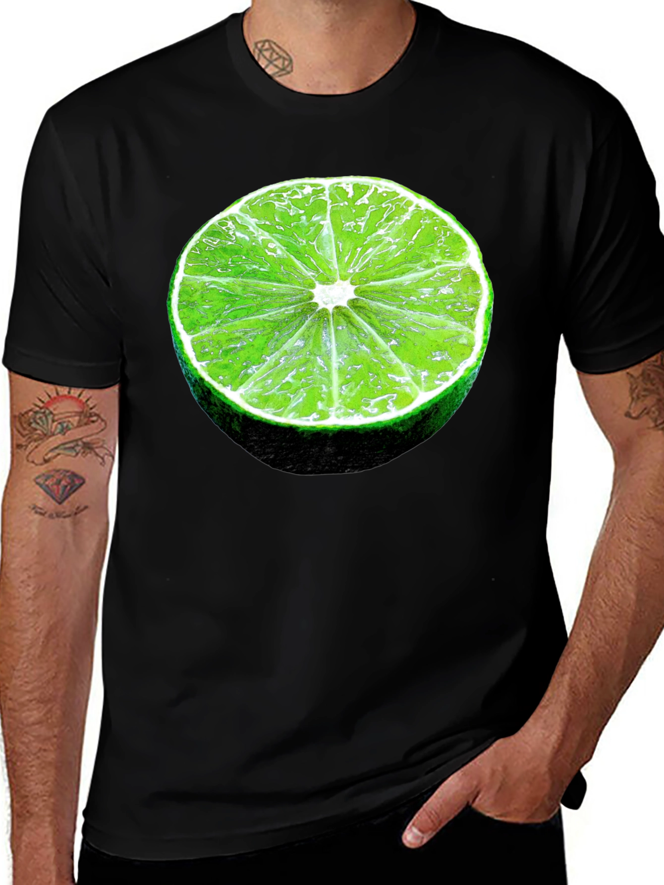 Lime Slice Graphic Black T-Shirt