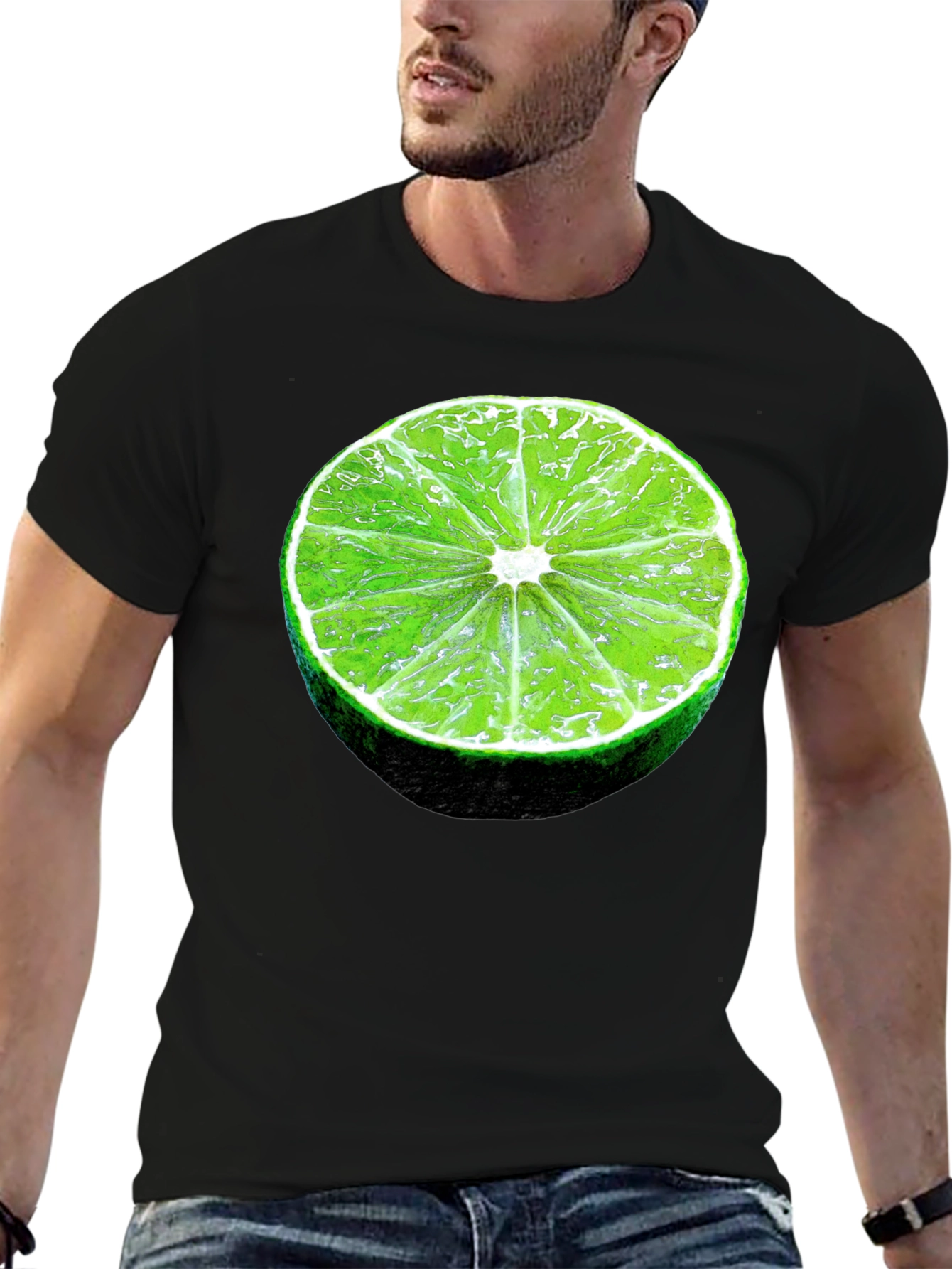 Lime Slice Graphic Black T-Shirt