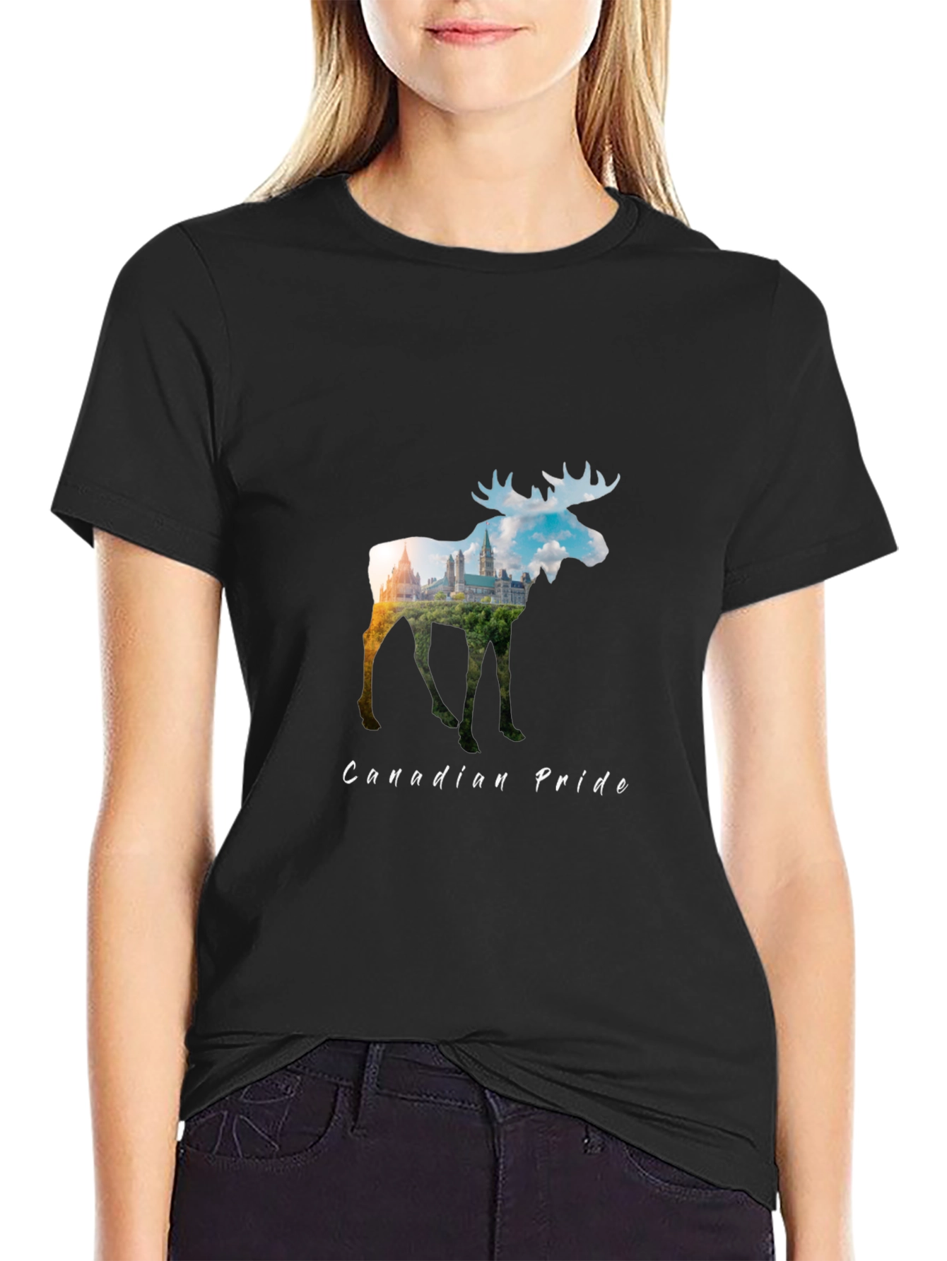 Canadian Pride Moose Graphic Tee - Black
