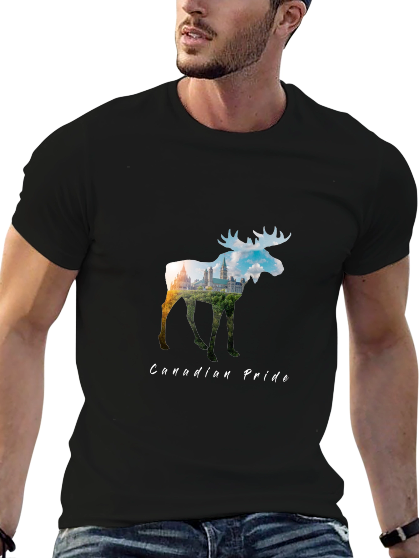 Canadian Pride Moose Graphic Tee - Black