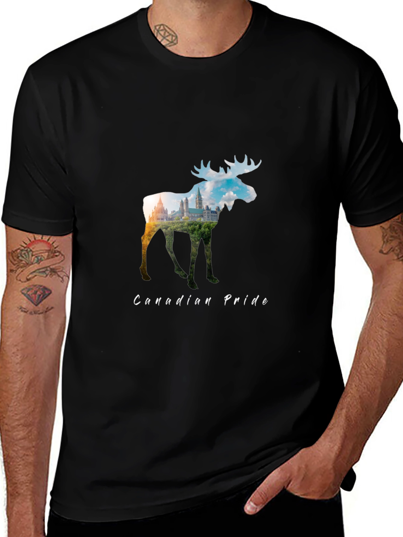 Canadian Pride Moose Graphic Tee - Black