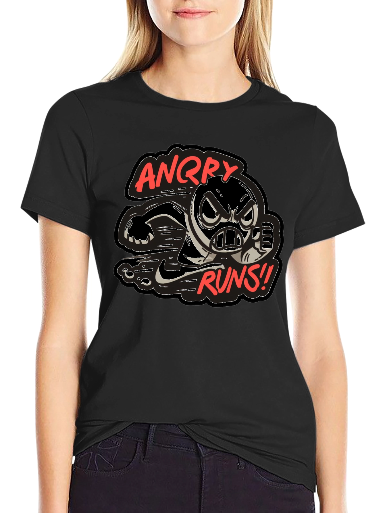 Angry Runs T-Shirt - Cartoon Graphic Tee