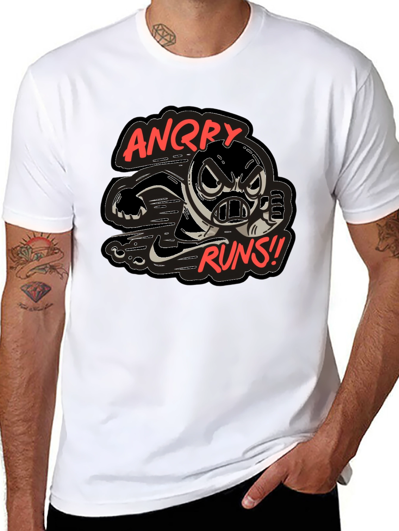 Angry Runs T-Shirt - Cartoon Graphic Tee