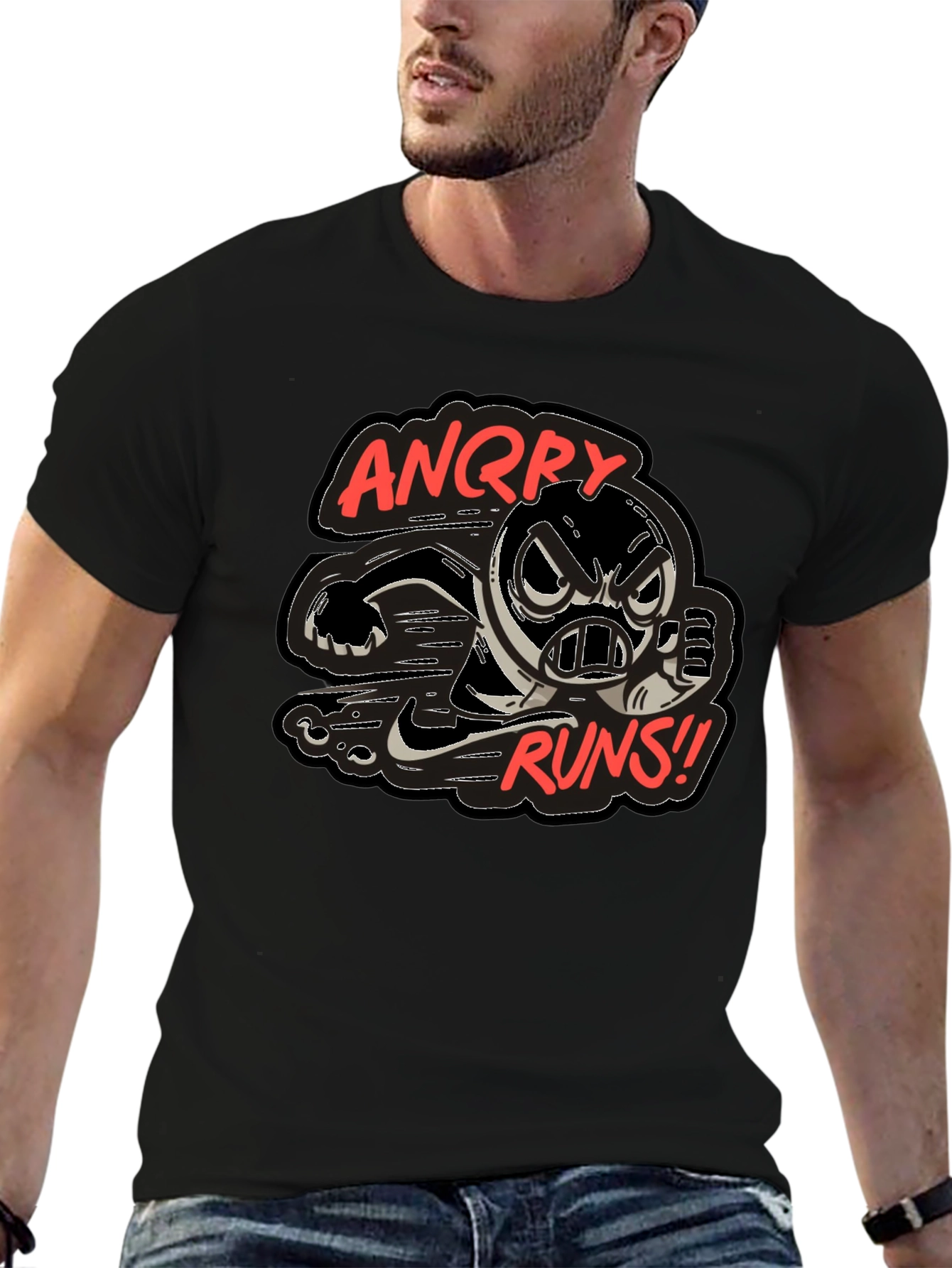 Angry Runs T-Shirt - Cartoon Graphic Tee