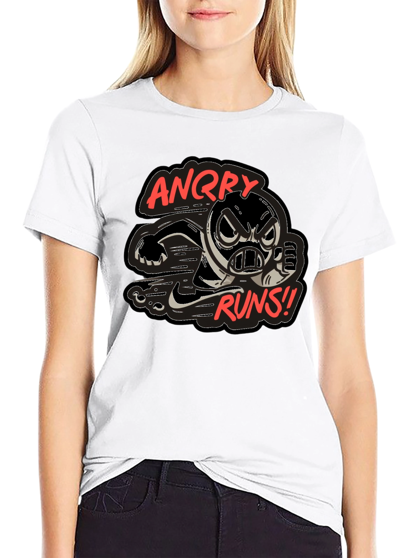 Angry Runs T-Shirt - Cartoon Graphic Tee