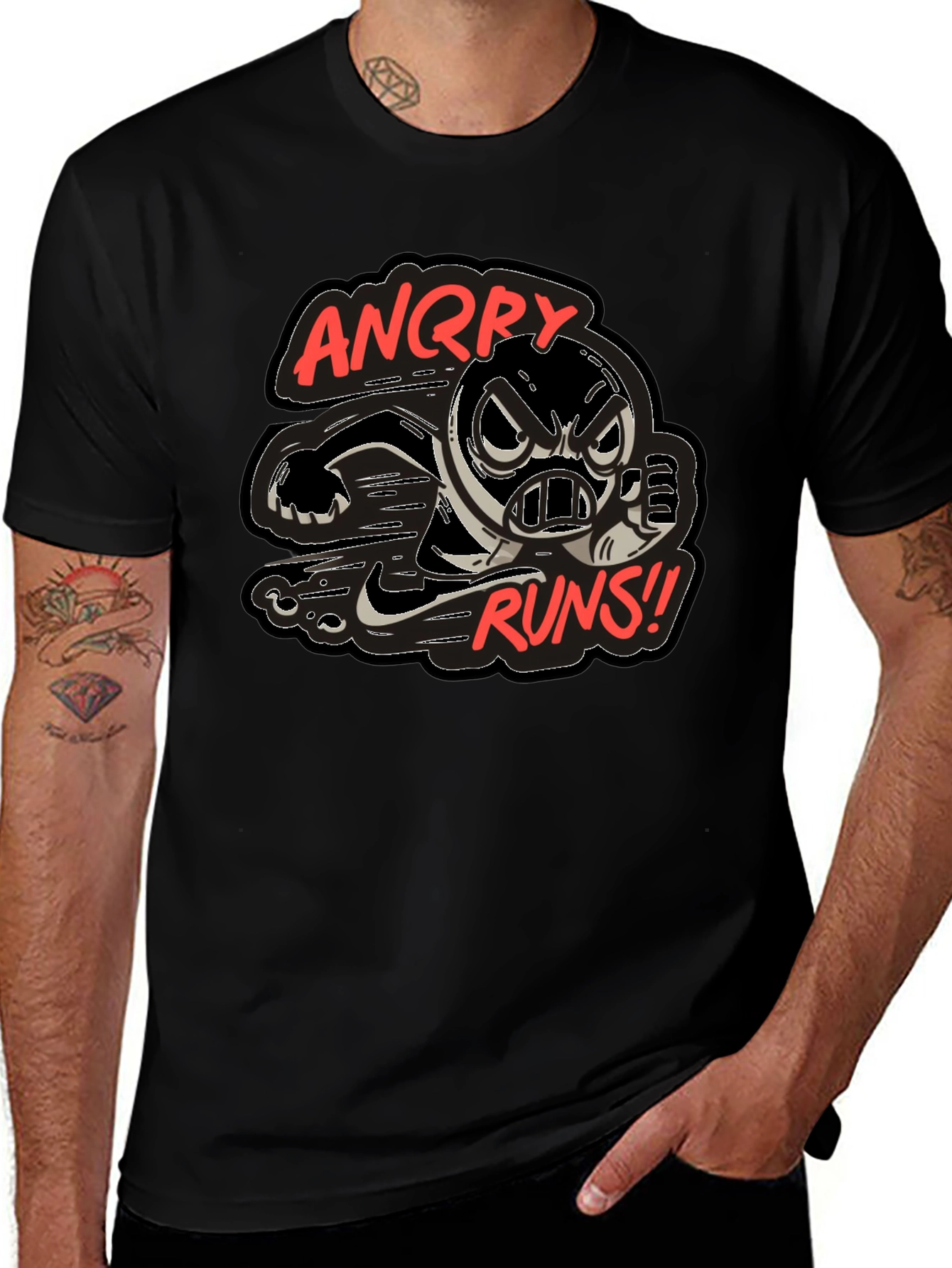 Angry Runs T-Shirt - Cartoon Graphic Tee