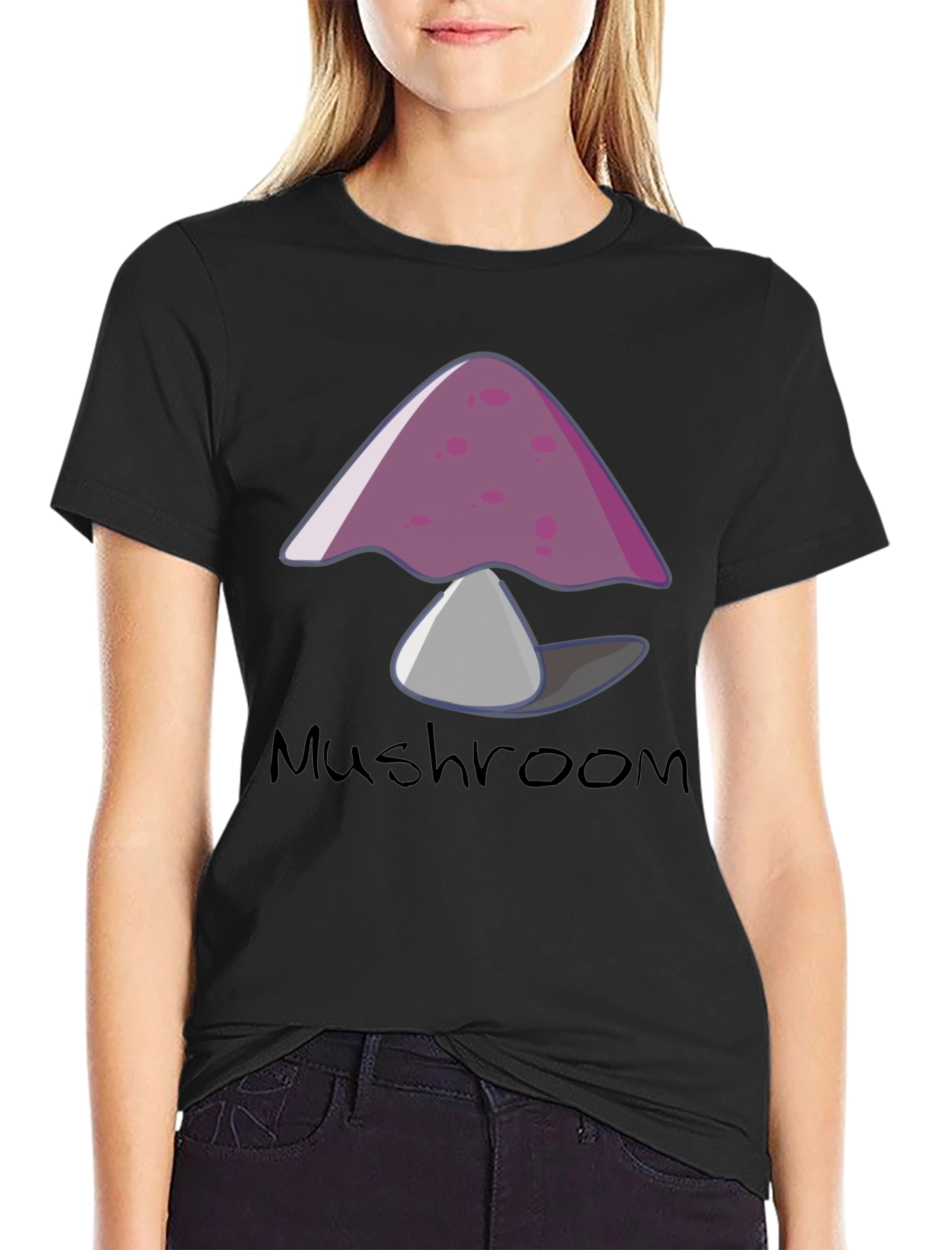 Mushroom Graphic Tee - Trendy Black T-Shirt