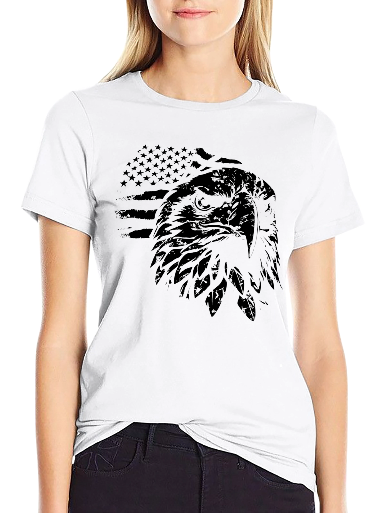 American Eagle Graphic Tee - Black Patriotic T-Shirt