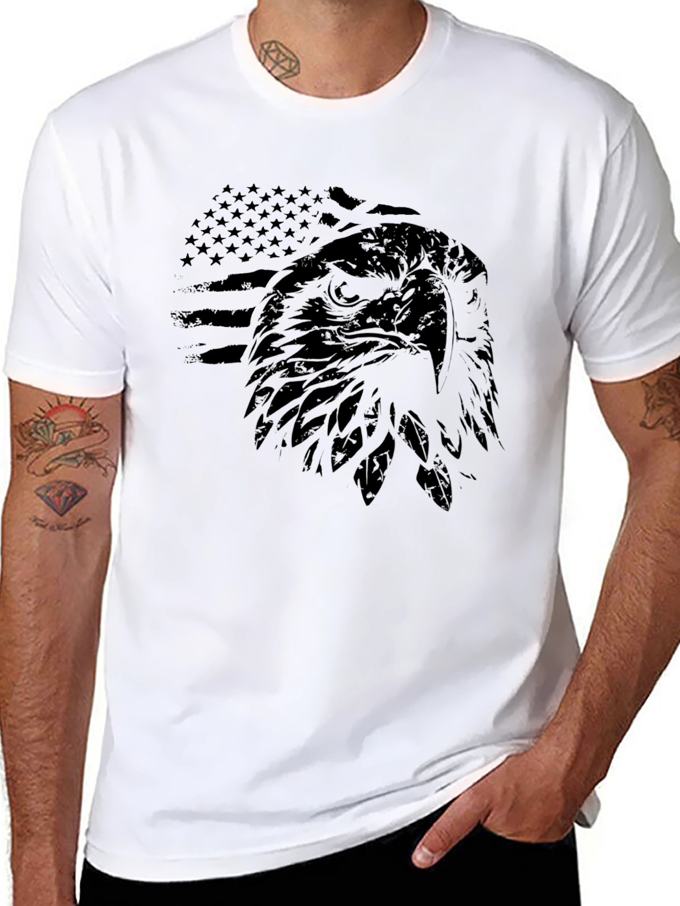 American Eagle Graphic Tee - Black Patriotic T-Shirt