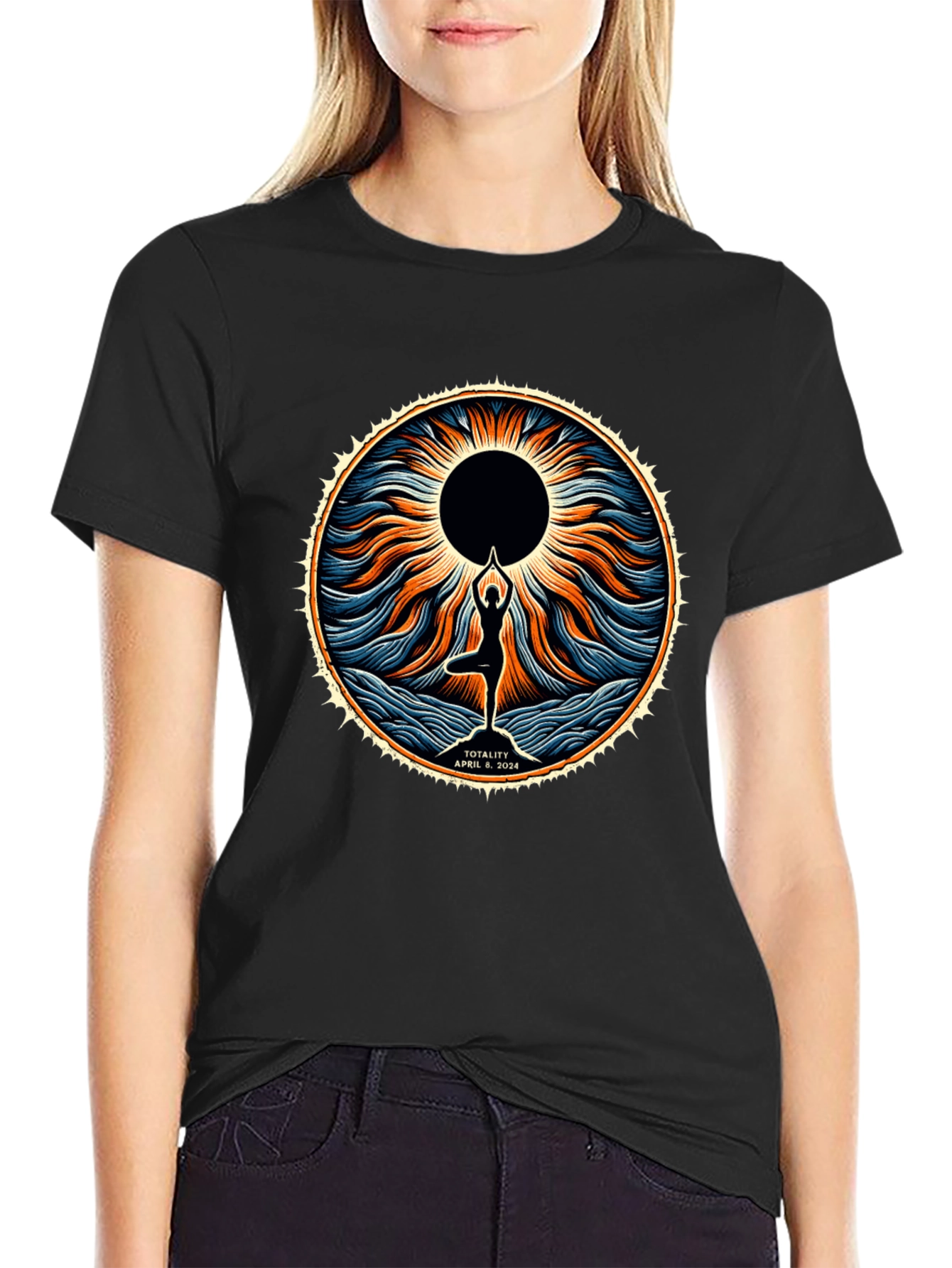 Totality April 8 2024 Yoga Eclipse T-Shirt