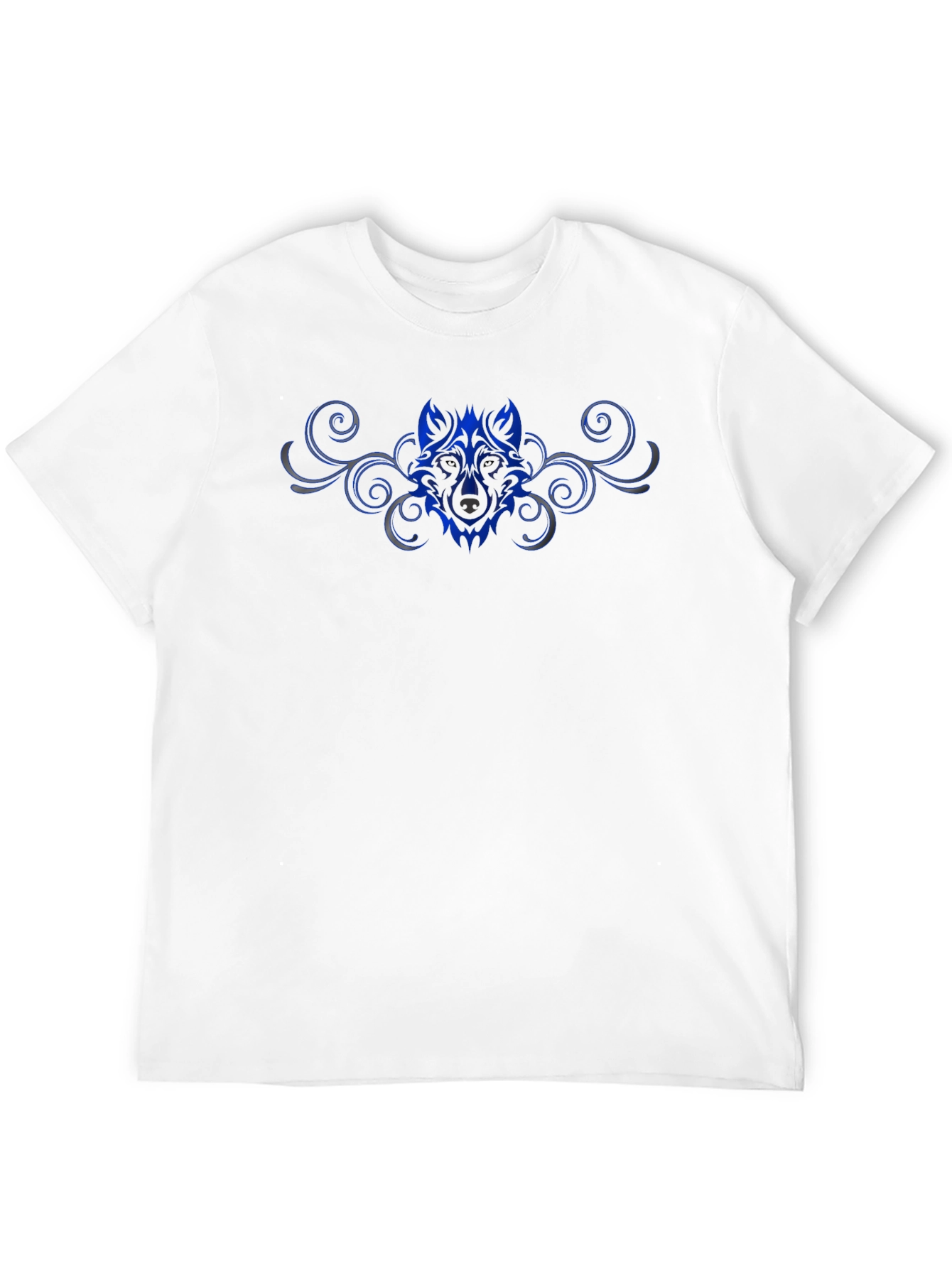 Tribal Wolf Graphic Print Black T-Shirt
