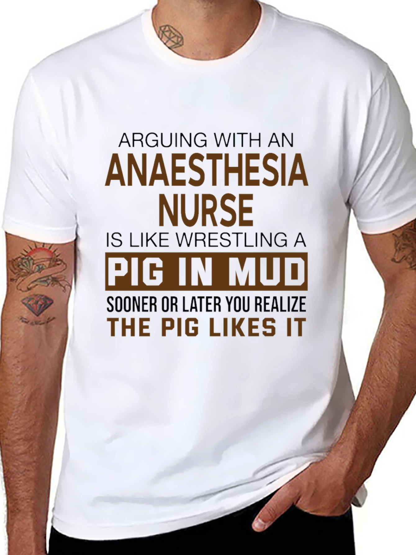 Anaesthesia Nurse Pig in Mud T-Shirt