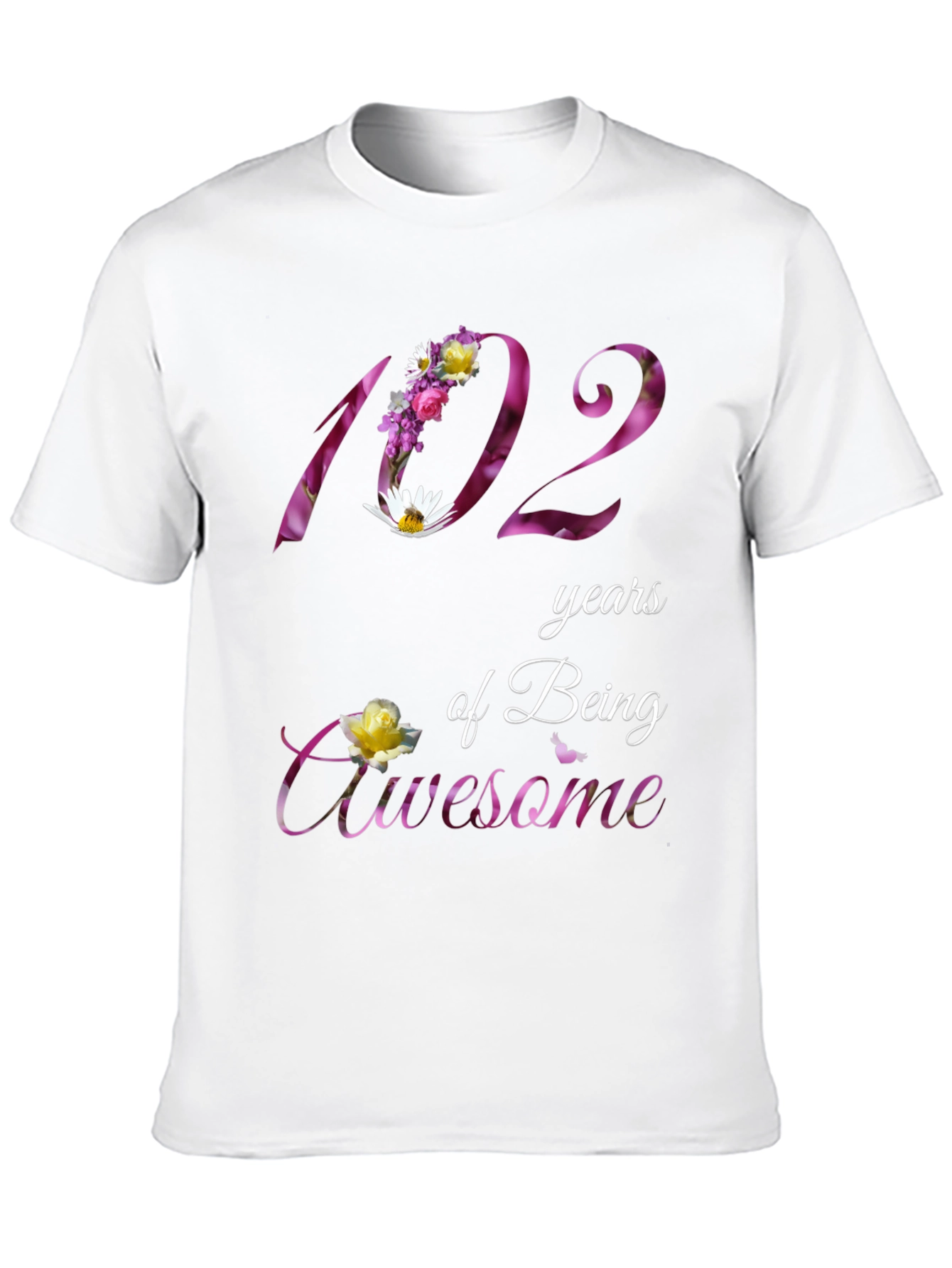 102 Years of Being Awesome Floral T-Shirt