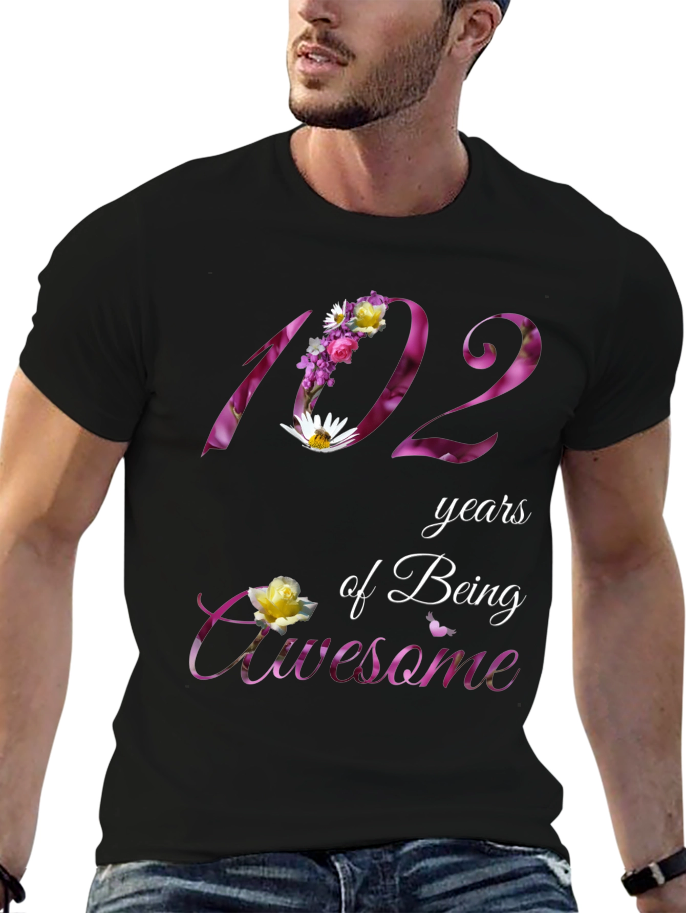 102 Years of Being Awesome Floral T-Shirt