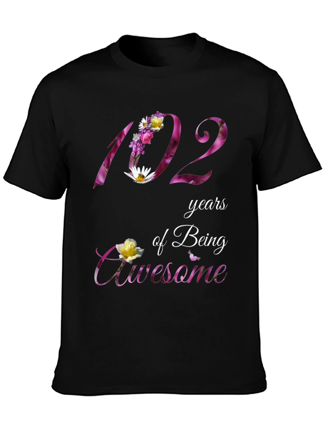 102 Years of Being Awesome Floral T-Shirt