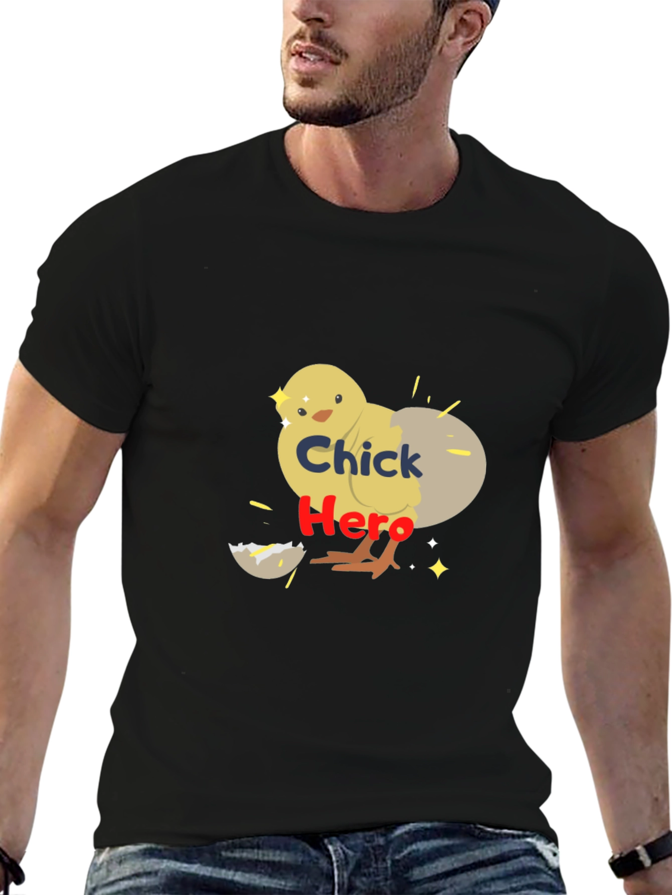 Chick Hero Graphic Tee - Black Cotton T-Shirt