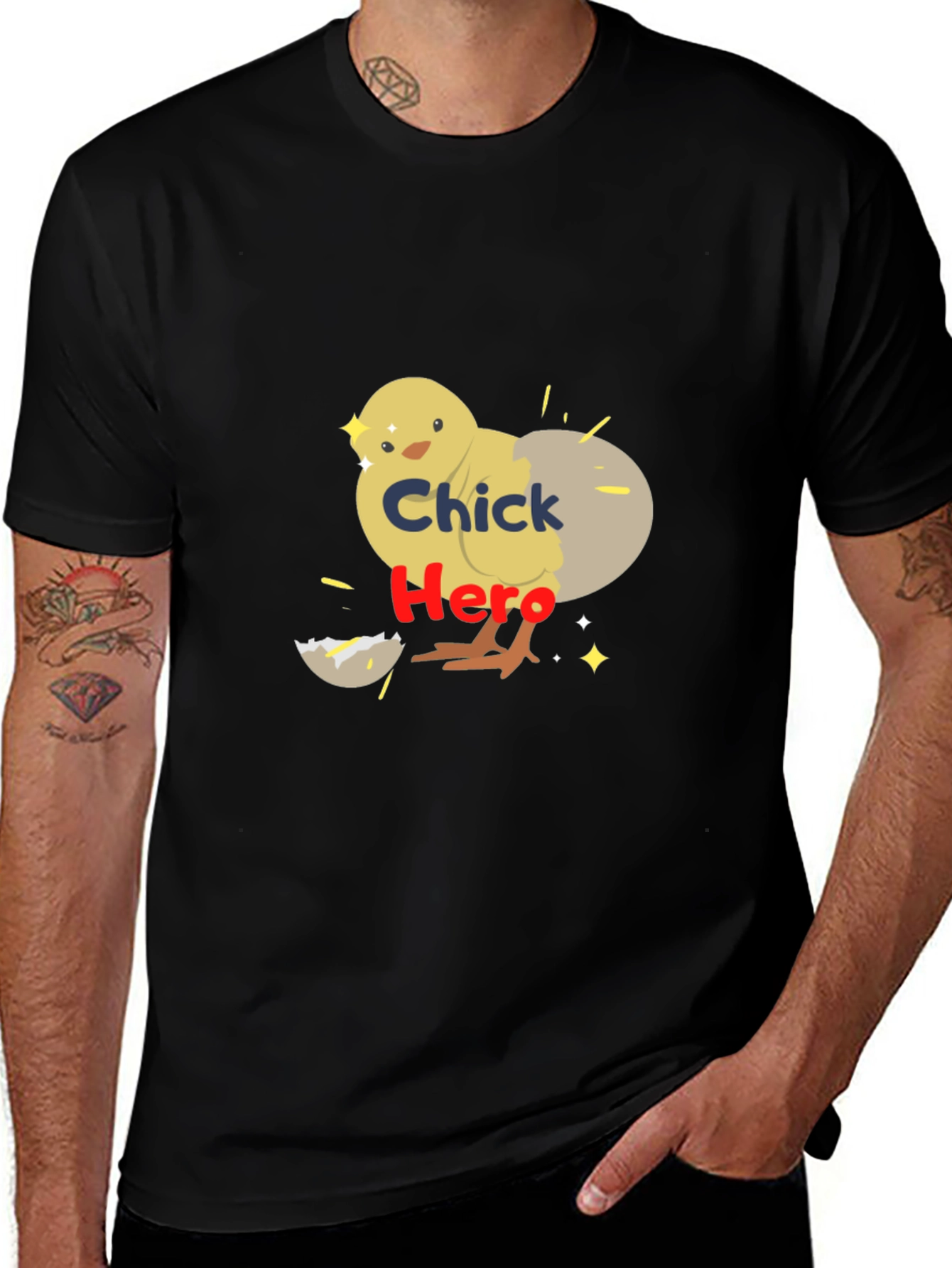 Chick Hero Graphic Tee - Black Cotton T-Shirt