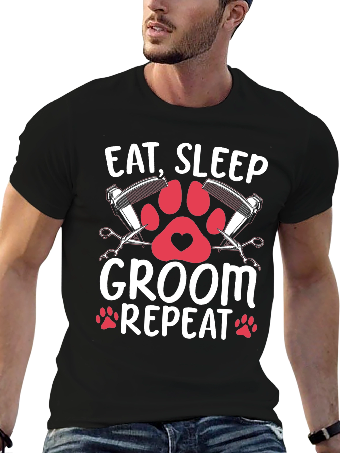 Eat Sleep Groom Repeat T-Shirt - Pet Grooming Tee