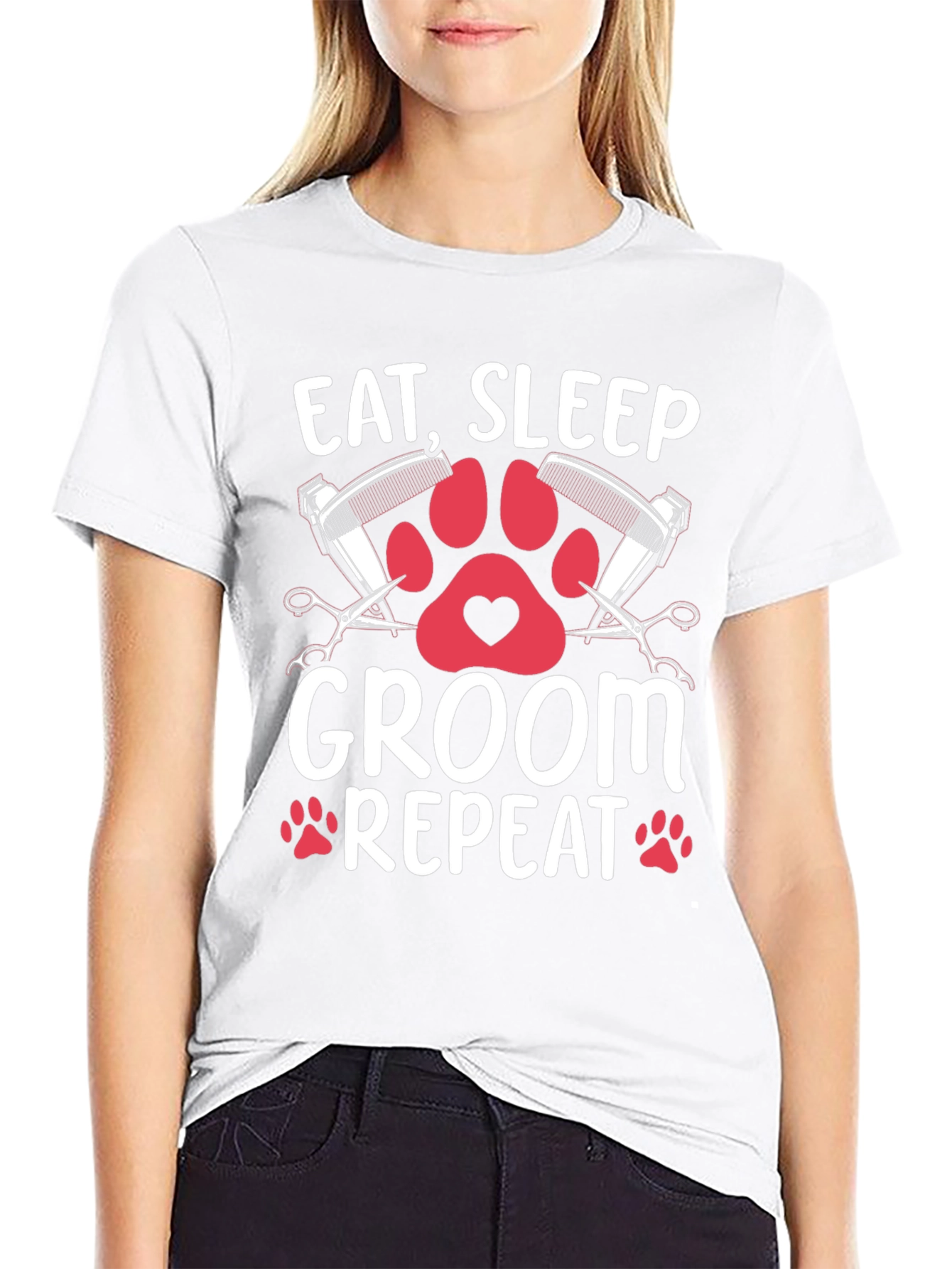 Eat Sleep Groom Repeat T-Shirt - Pet Grooming Tee