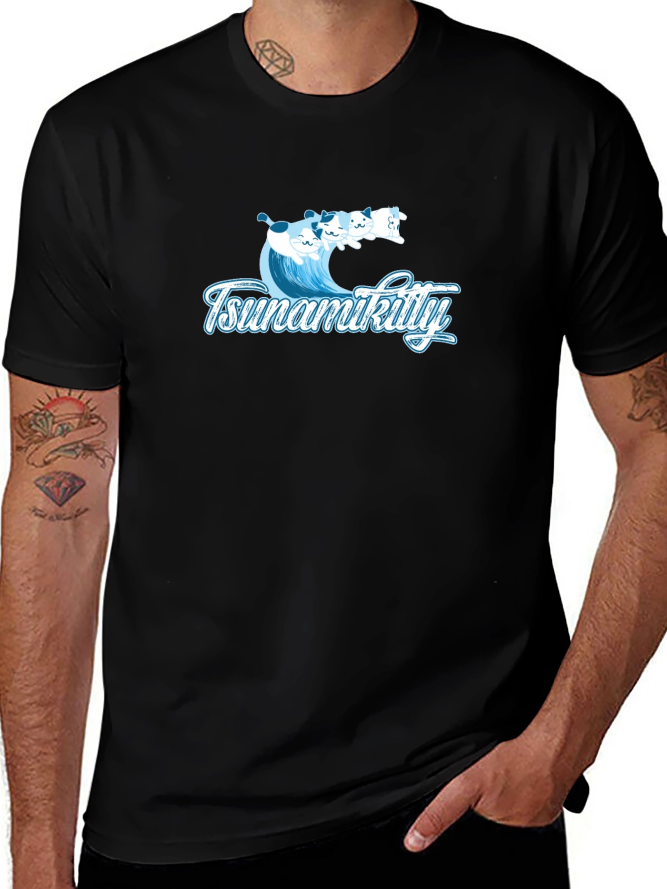 Tsunamikitty Black Graphic Tee