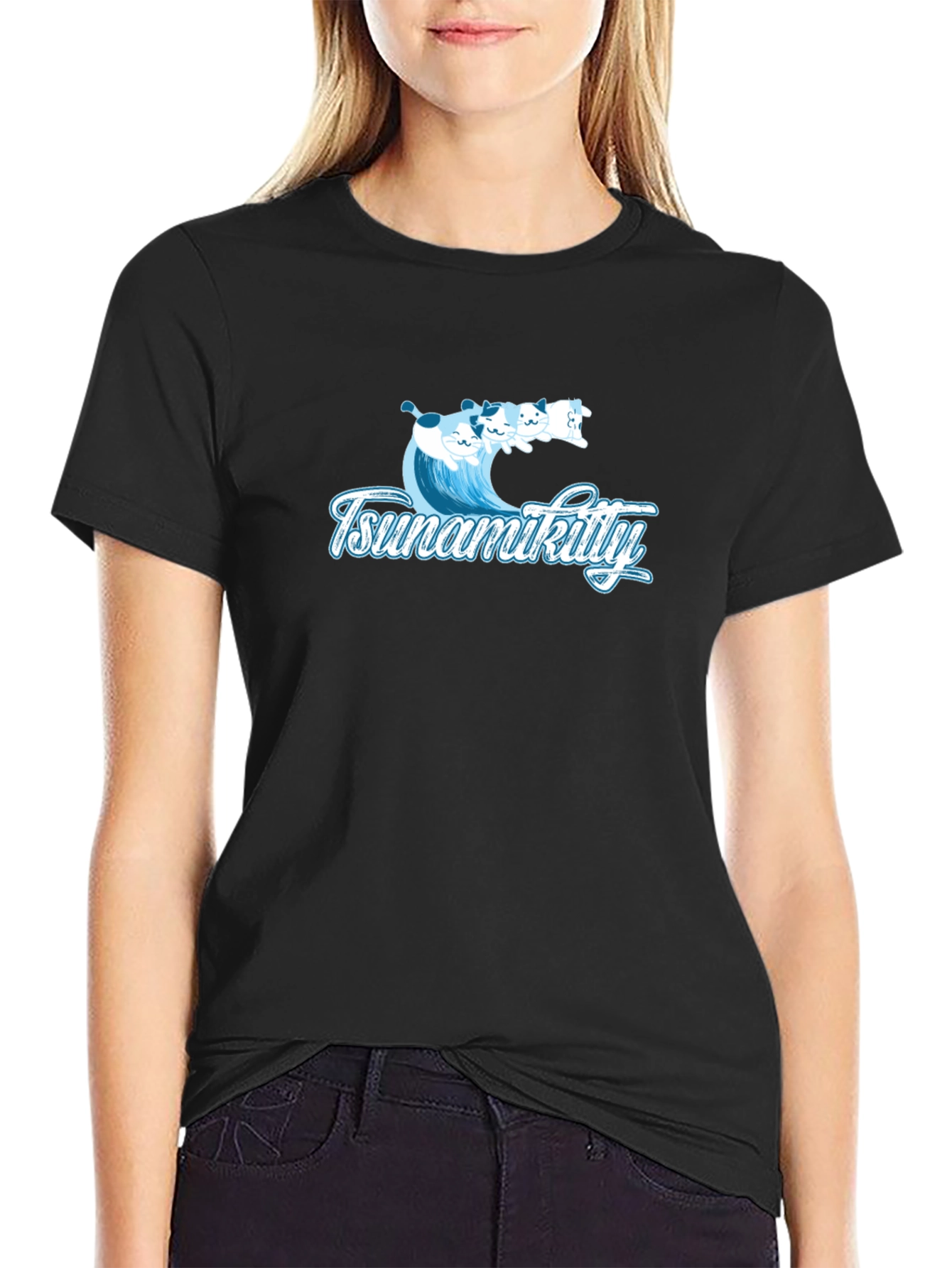 Tsunamikitty Black Graphic Tee