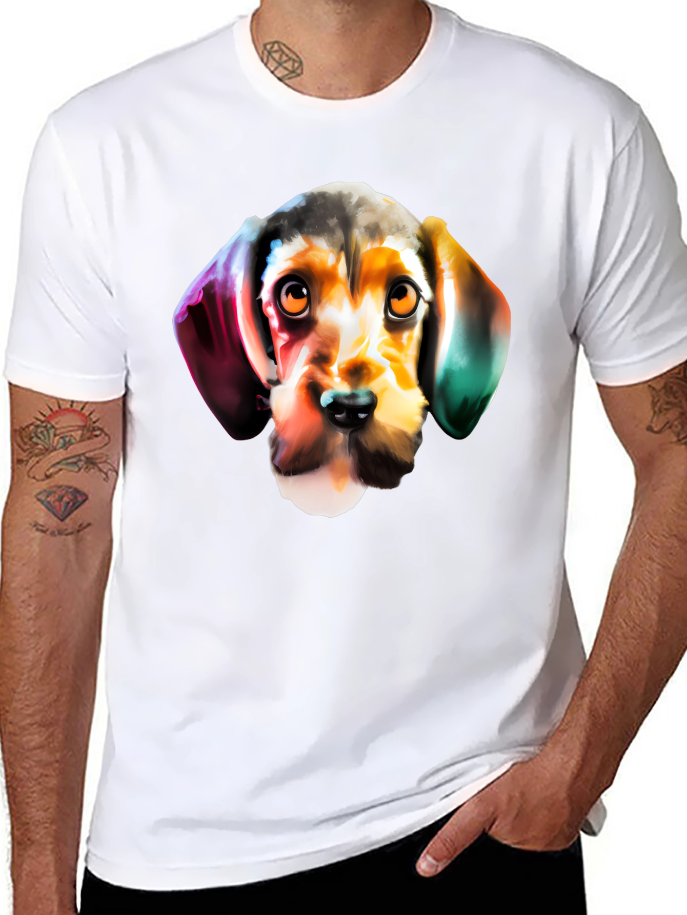 Dog Graphic Print Black Casual T-Shirt