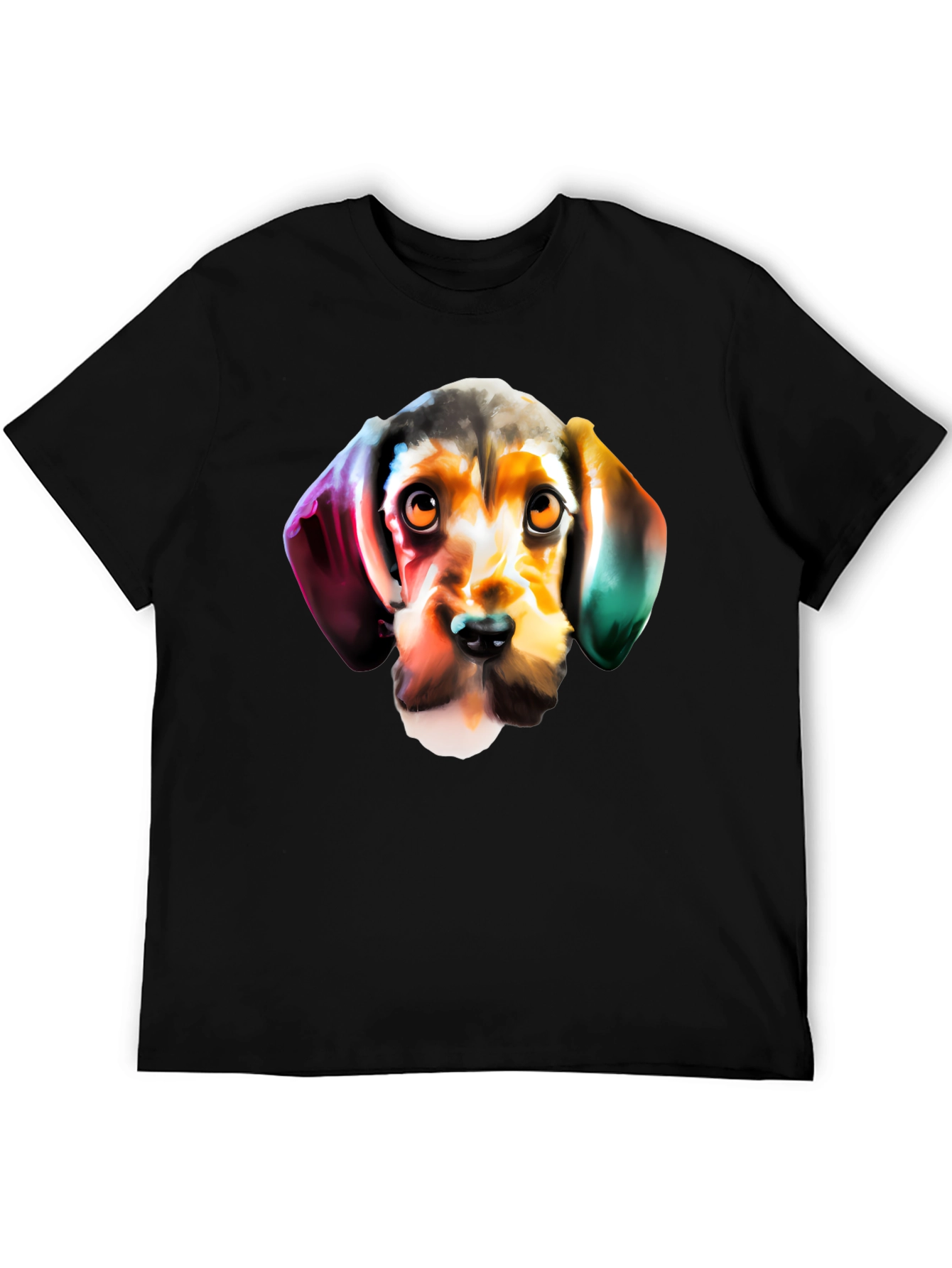 Dog Graphic Print Black Casual T-Shirt