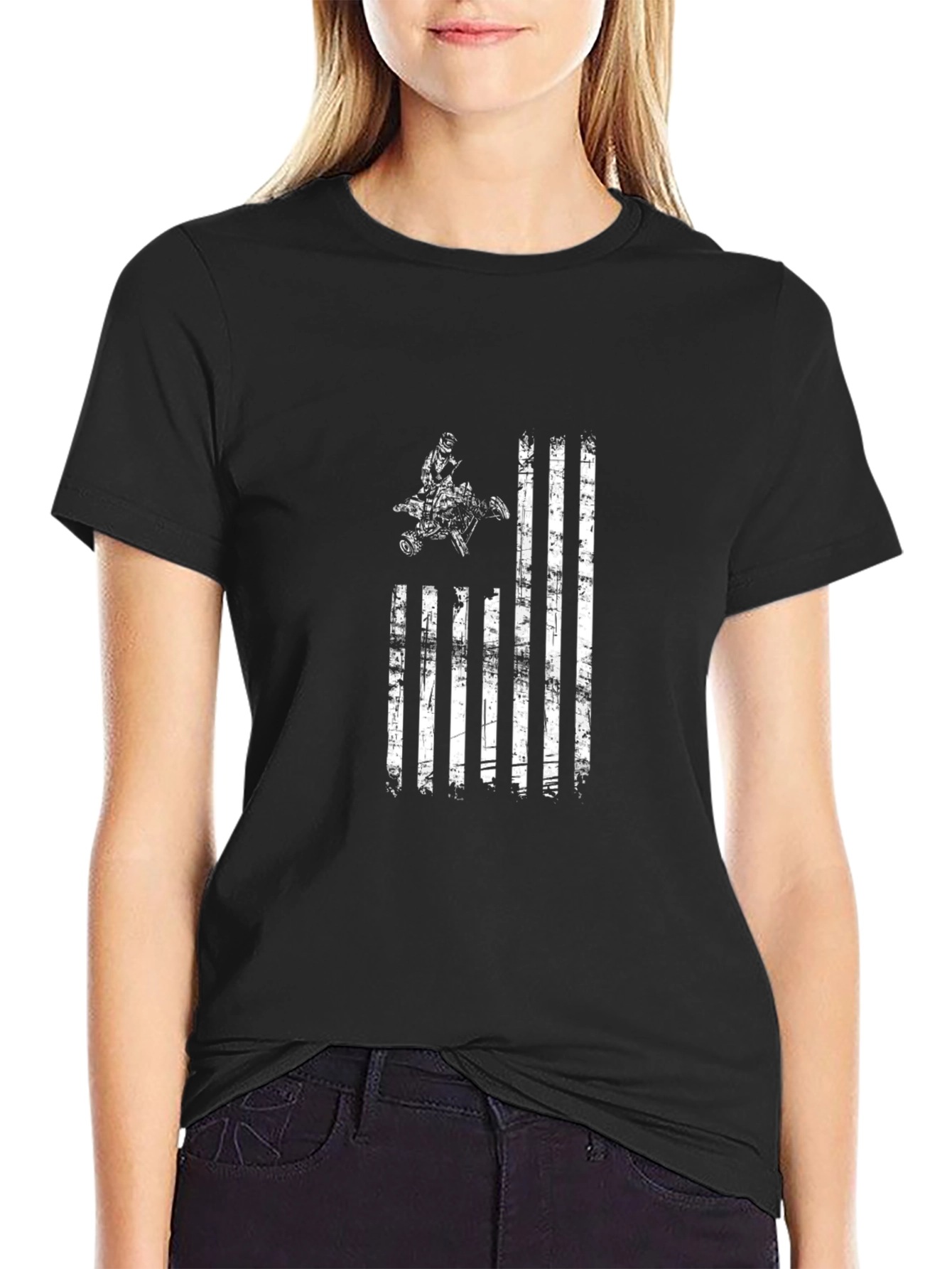 Distressed ATV American Flag Graphic Tee