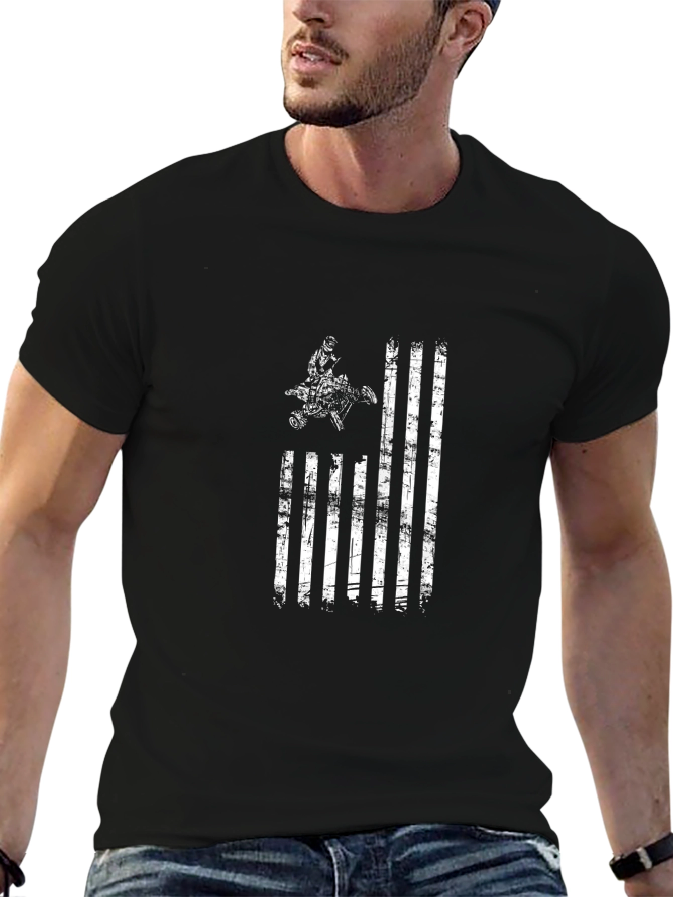 Distressed ATV American Flag Graphic Tee