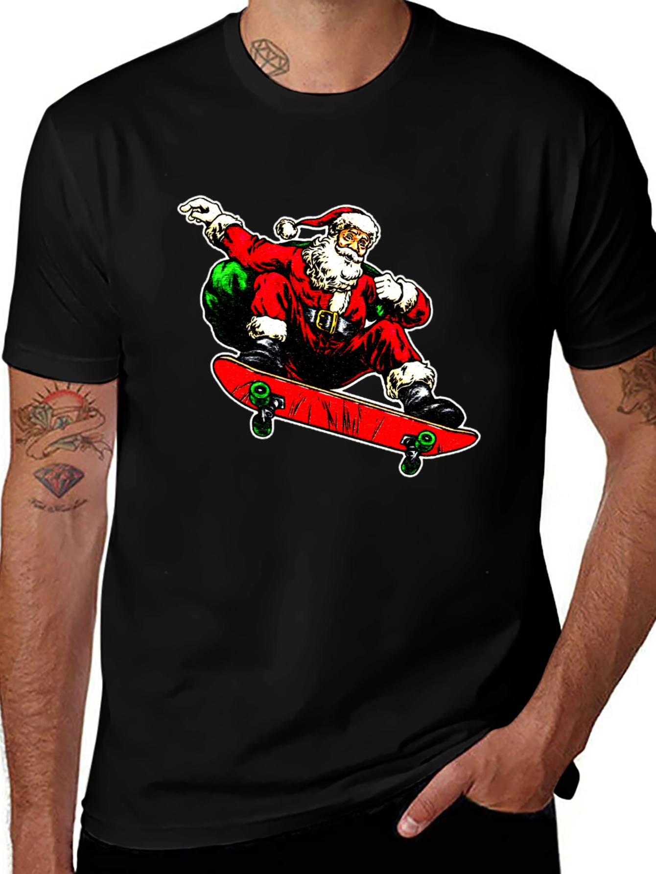 Santa Skate T-Shirt - Holiday Cool