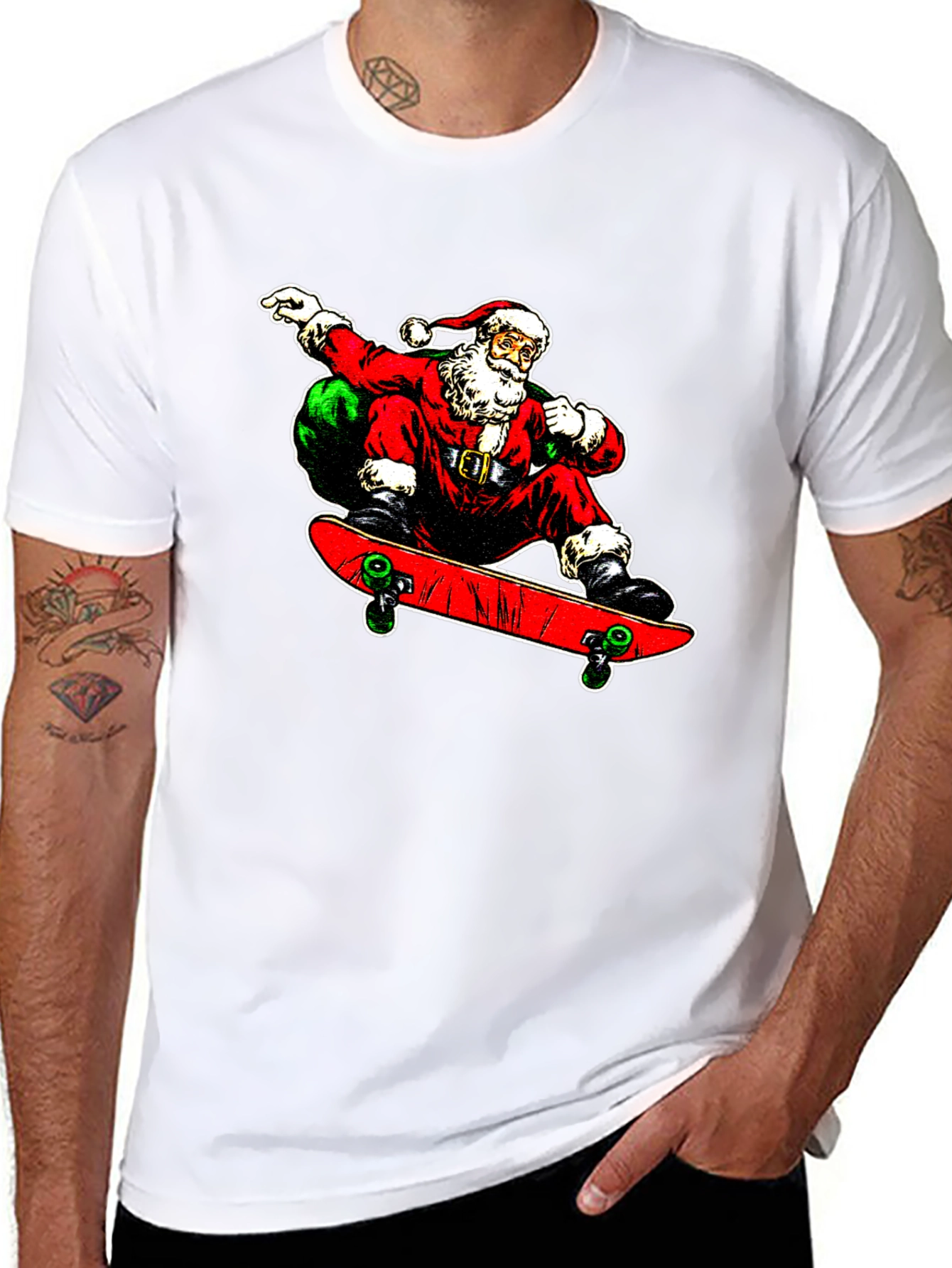 Santa Skate T-Shirt - Holiday Cool