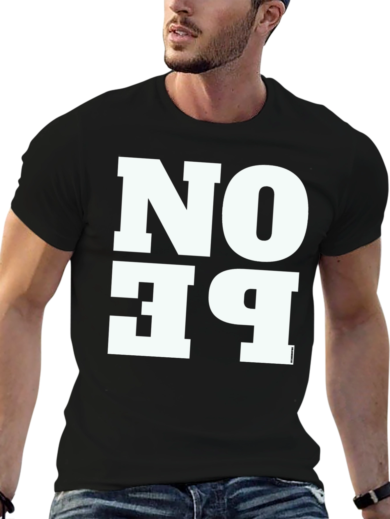 No Pe T-Shirt - Black Cotton Blend Graphic Tee
