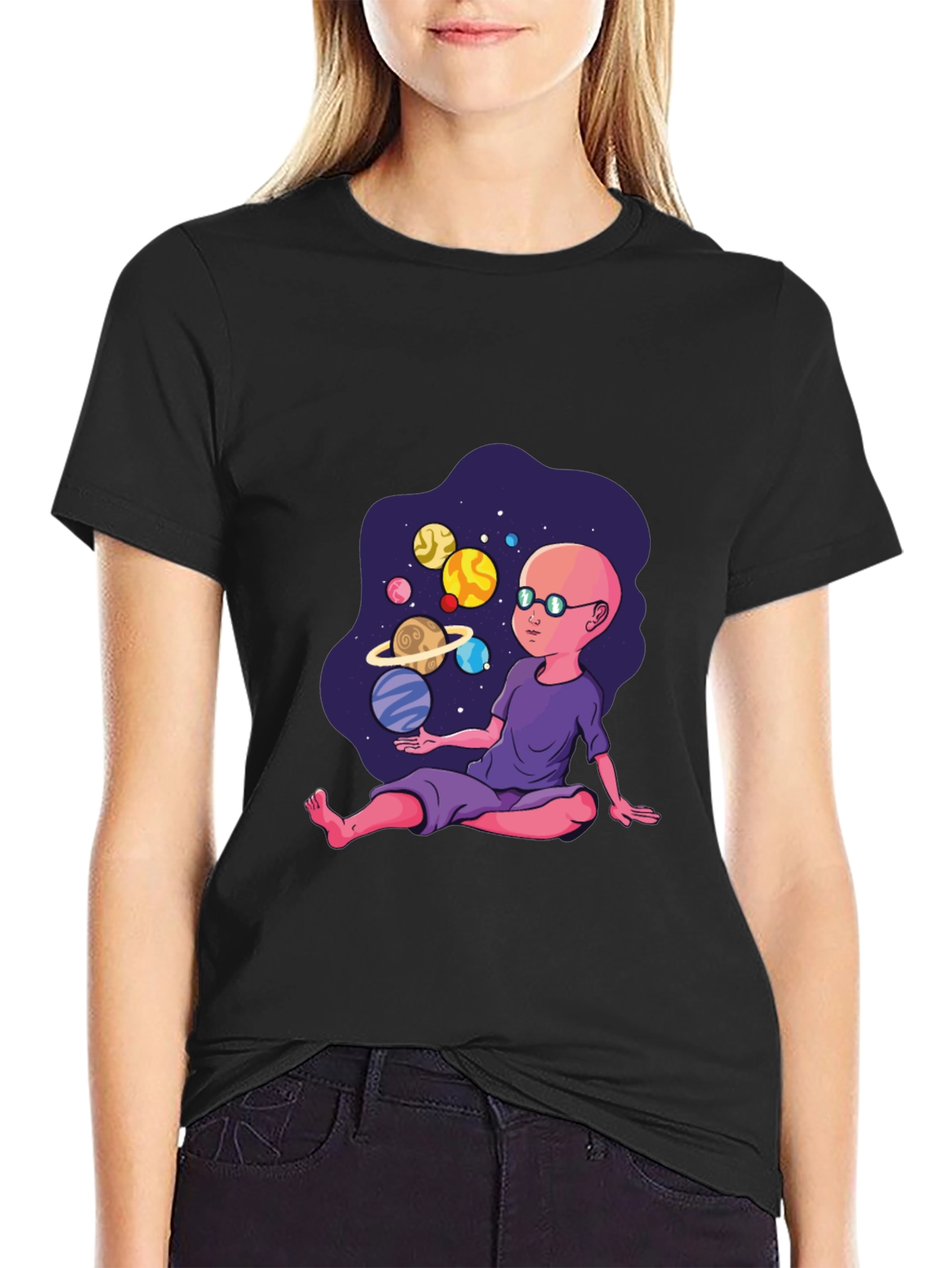 Cosmic Kid Graphic T-Shirt - Black Cotton Tee