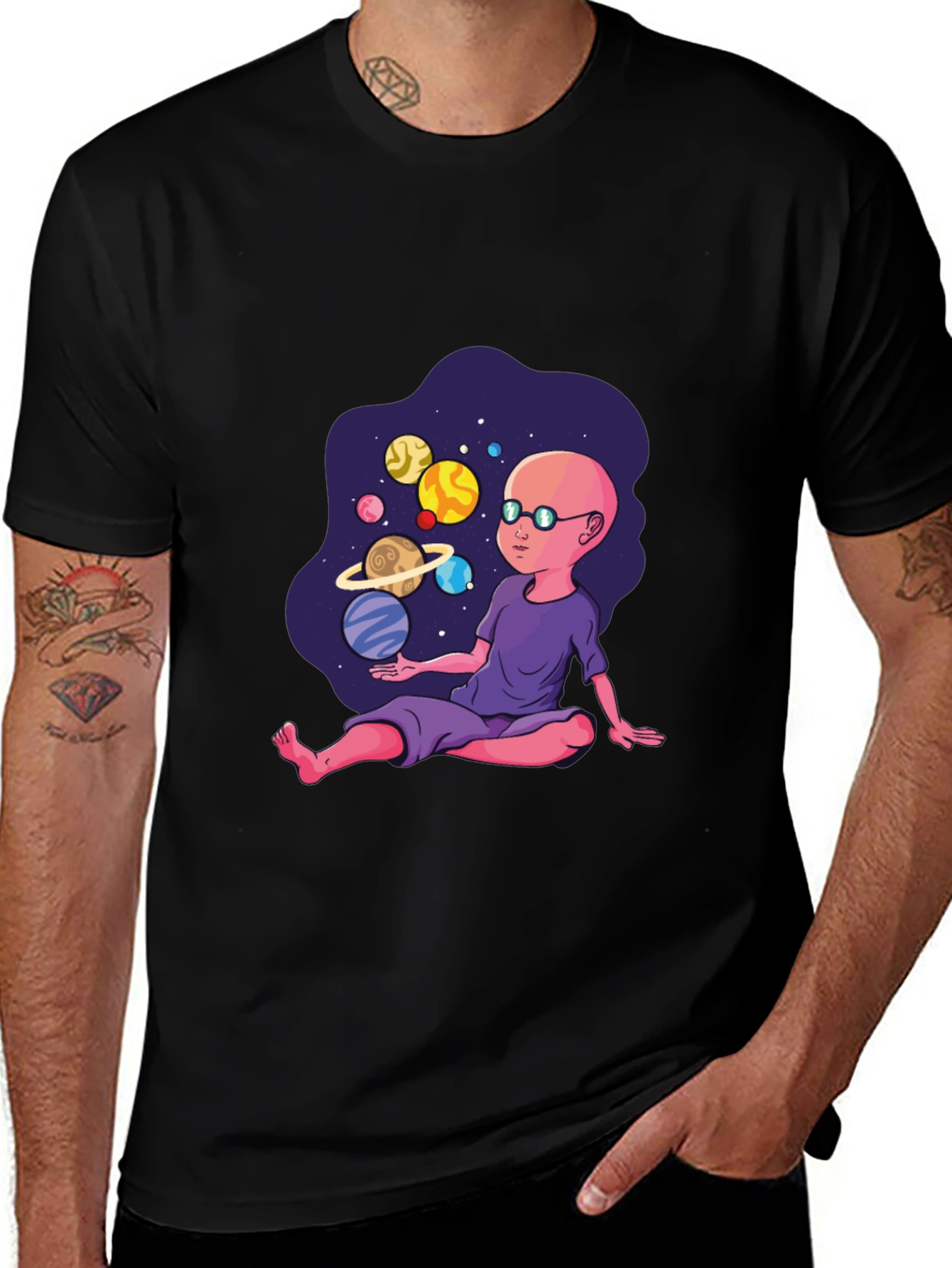 Cosmic Kid Graphic T-Shirt - Black Cotton Tee