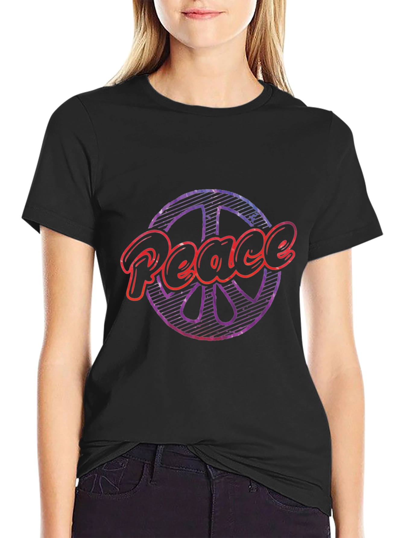 Peace Sign Graphic Tee - Black