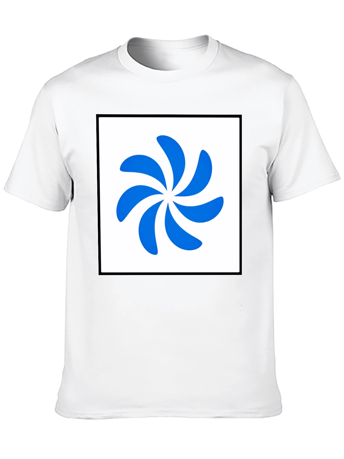 Stylish Black T-Shirt with Abstract Blue Swirl Design