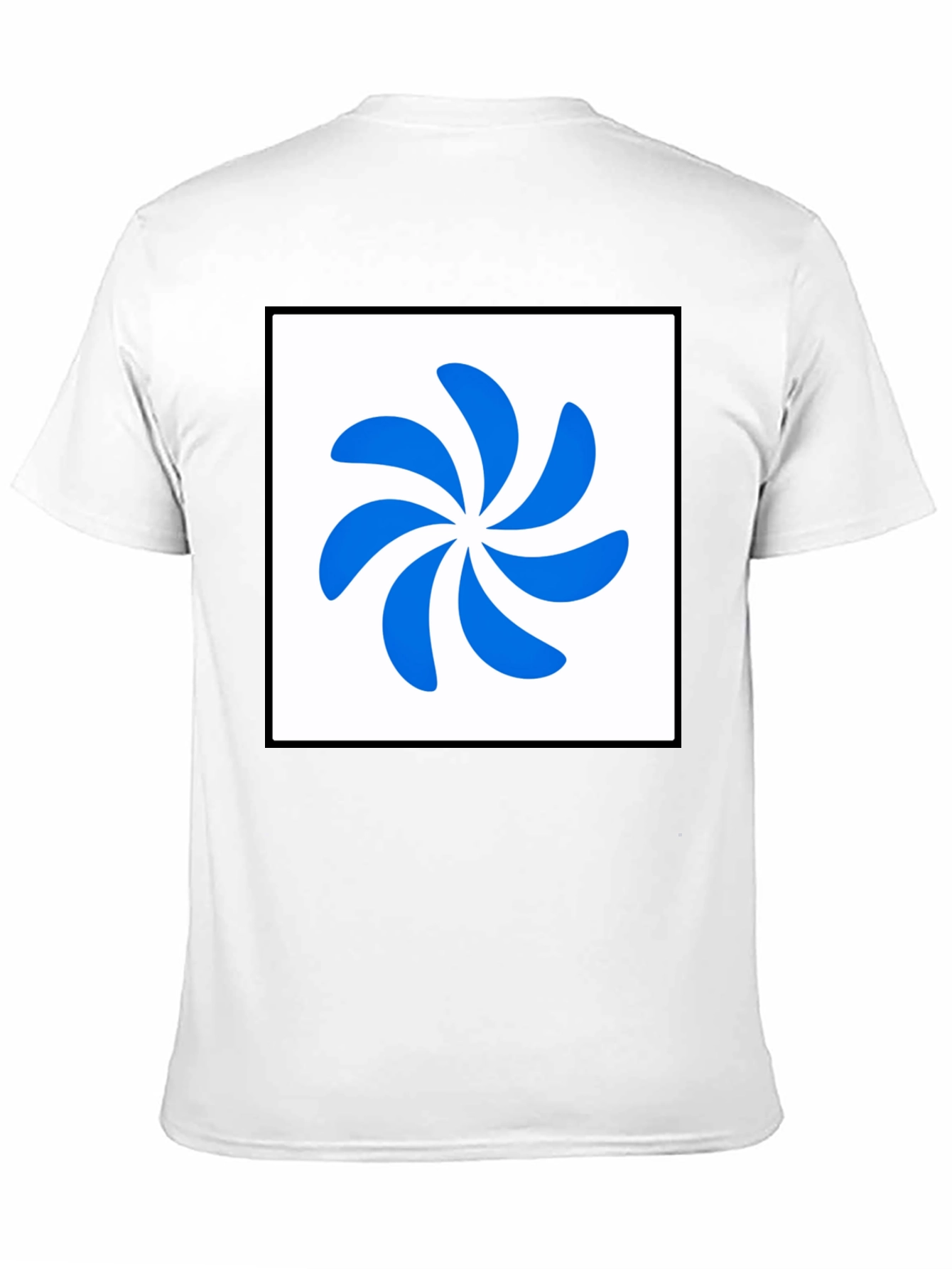 Stylish Black T-Shirt with Abstract Blue Swirl Design