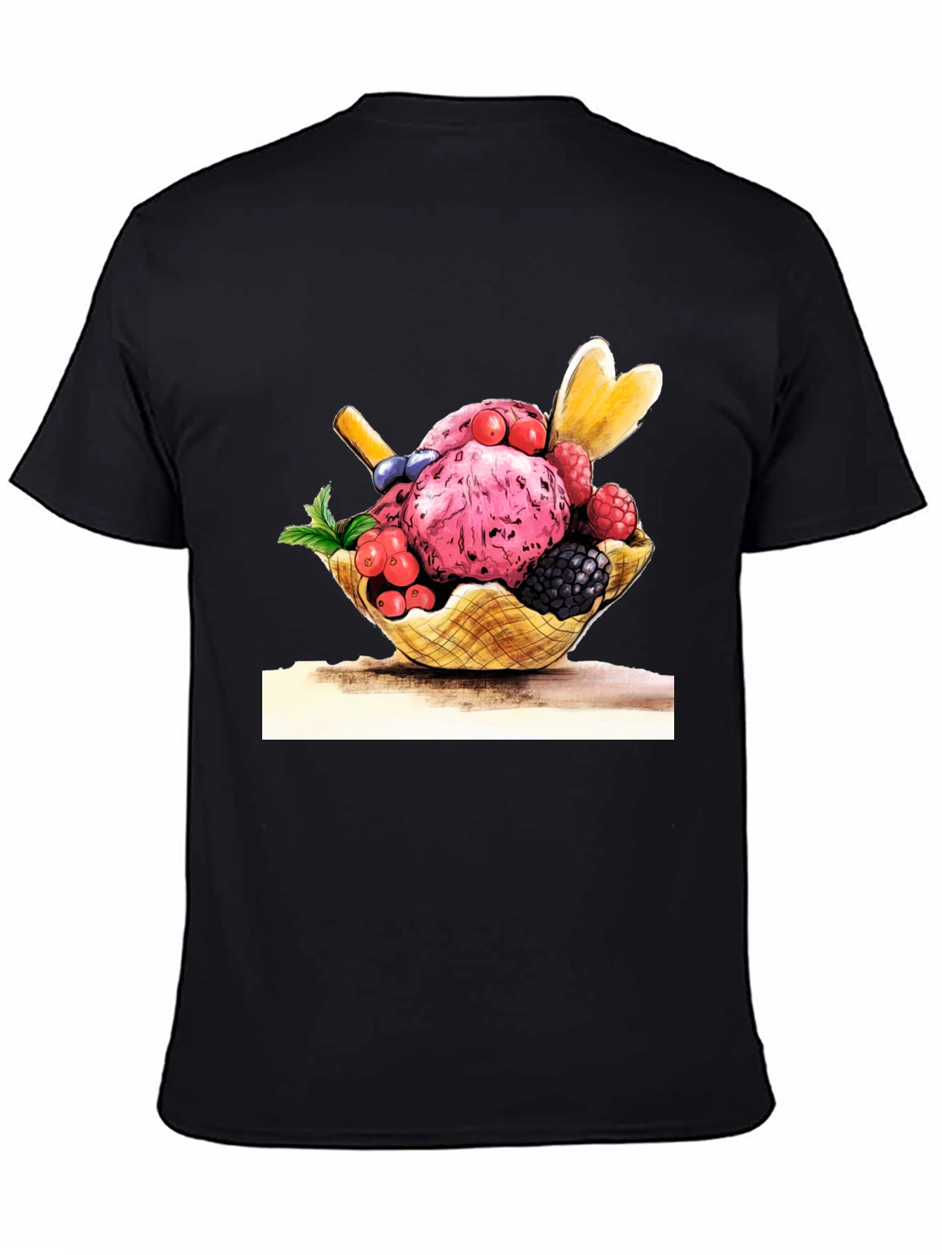 Ice Cream Graphic Black T-Shirt